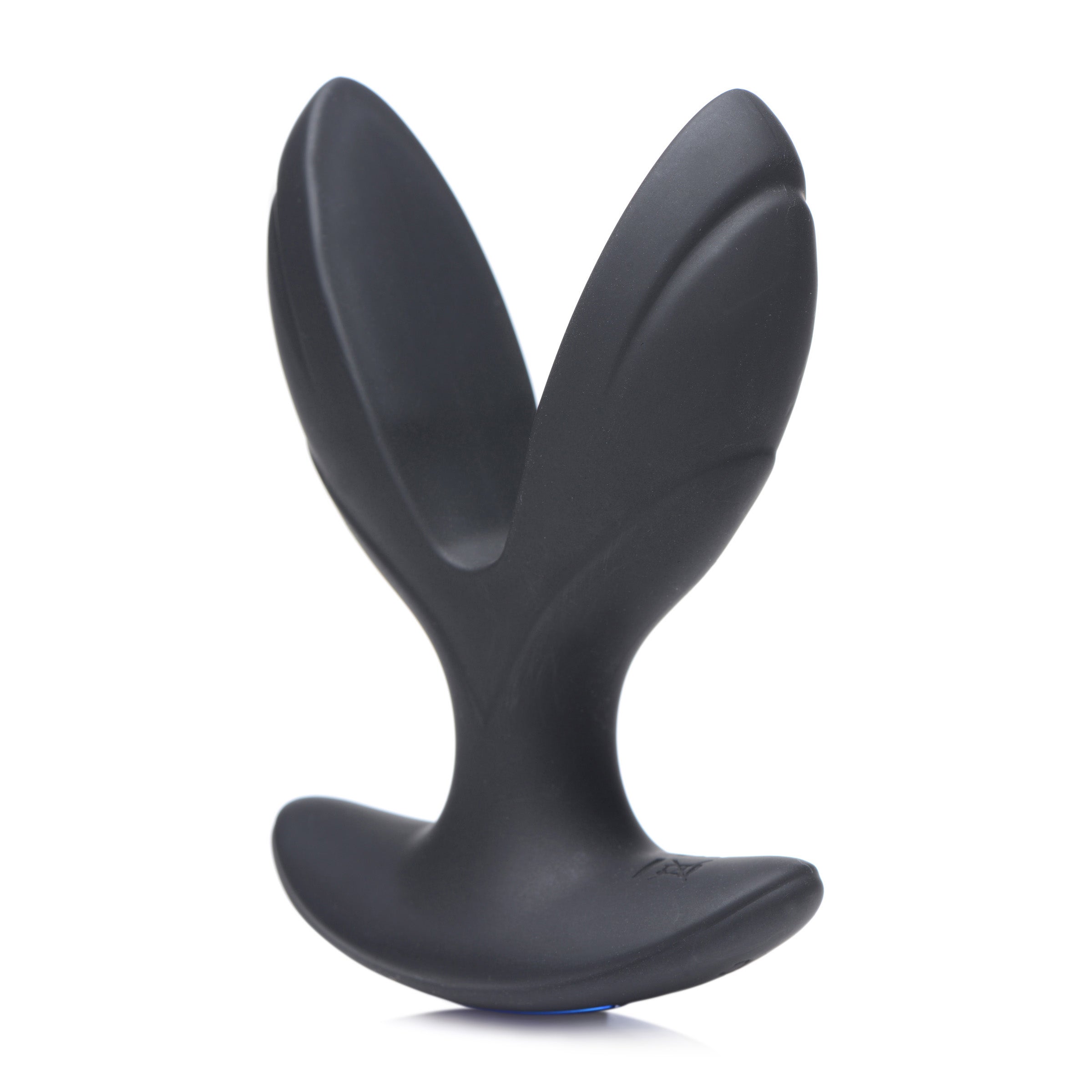 64X Electro-Spread Vibrating and E-stim Silicone Plug in black, showcasing its unique anchor shape and silicone material.