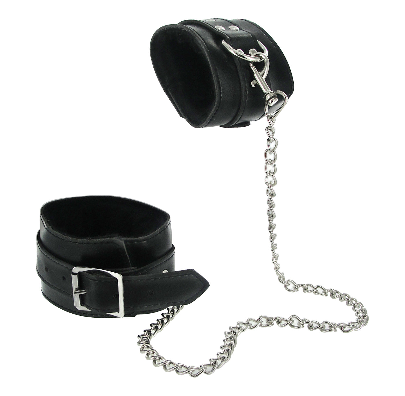 7 Piece Bondage Adventure Kit featuring a collar, cuffs, and whip in black faux fur and PU leather.