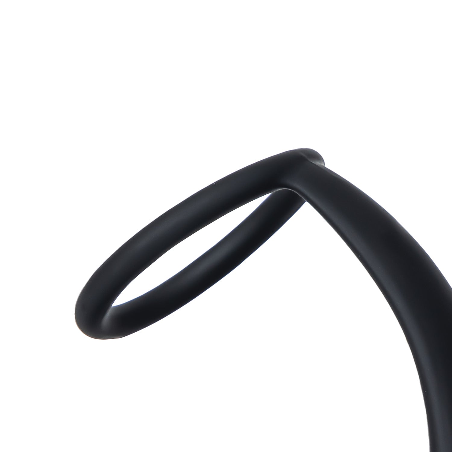 Anal Tease Silicone Cock Ring & Plug in black, showcasing its ergonomic design and medical-grade silicone material.
