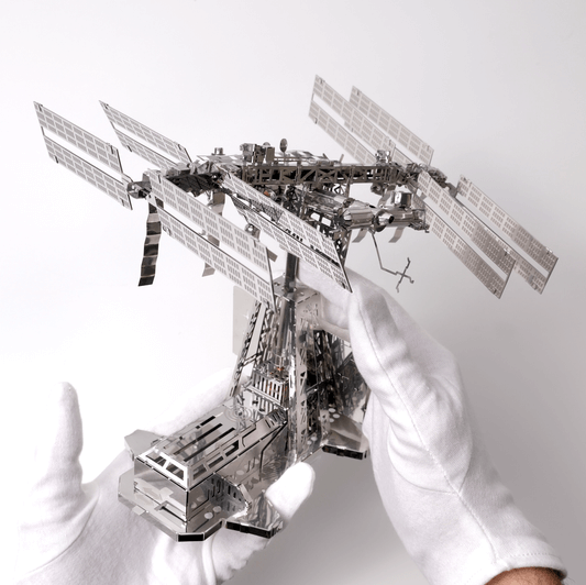 A stunning view of the International Space Station with Earth in the background, showcasing its modular design and solar panels.