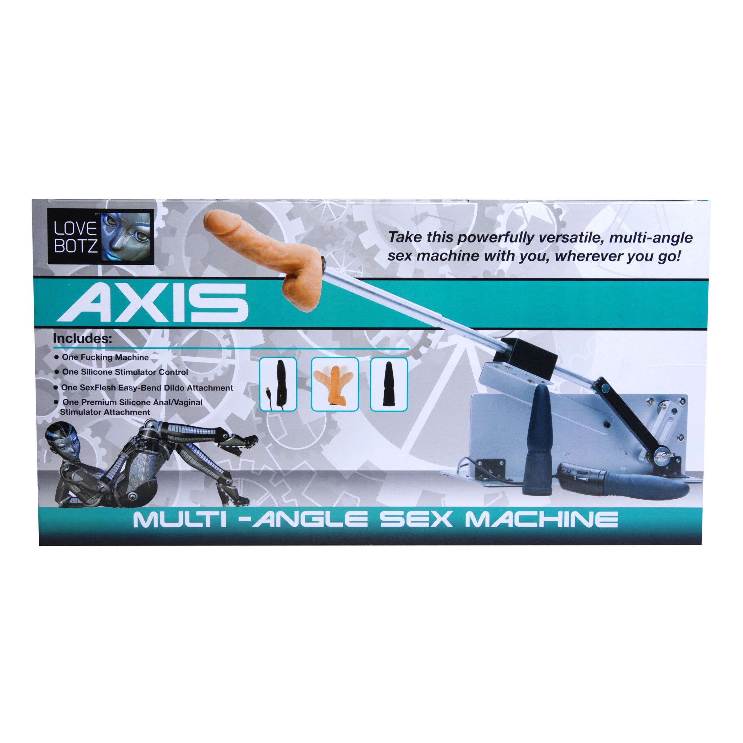 Axis Multi-Angle Sex Machine with adjustable angles and realistic attachments for enhanced pleasure.