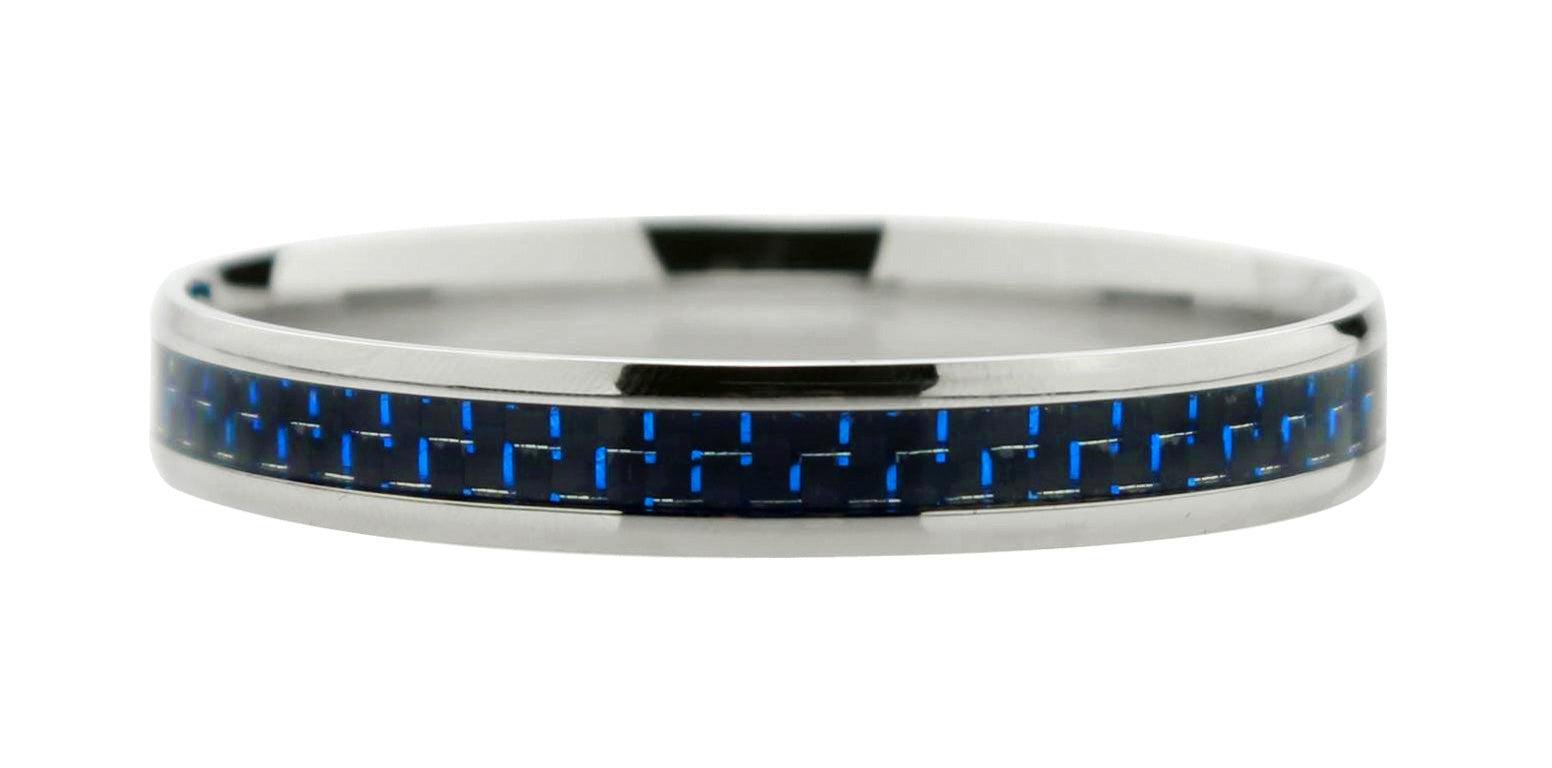 Azure Allure Cock and Ball Ring in stainless steel with black and blue woven bands, designed for enhanced pleasure.