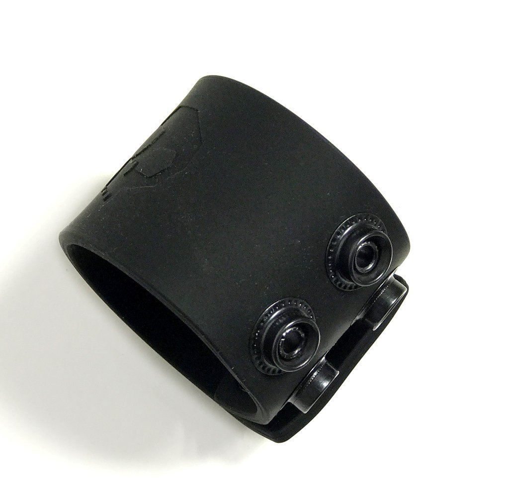 Ball Strap Black made from soft touch silicone, featuring three snaps for adjustable sizing and a sleek design for comfort during ball play.