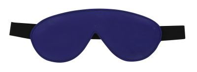 Blue and black padded leather blindfold designed for comfort and sensory enhancement in intimate settings.