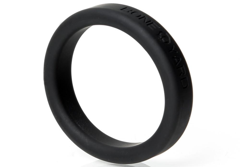 Boneyard Silicone Ring 45mm Black showcasing its sleek design and soft-touch silicone finish, ideal for comfort and durability.