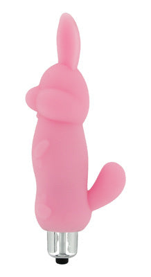 Bubblegum Bunny Vibe in pink silicone with body-tickling features, designed for pleasure.