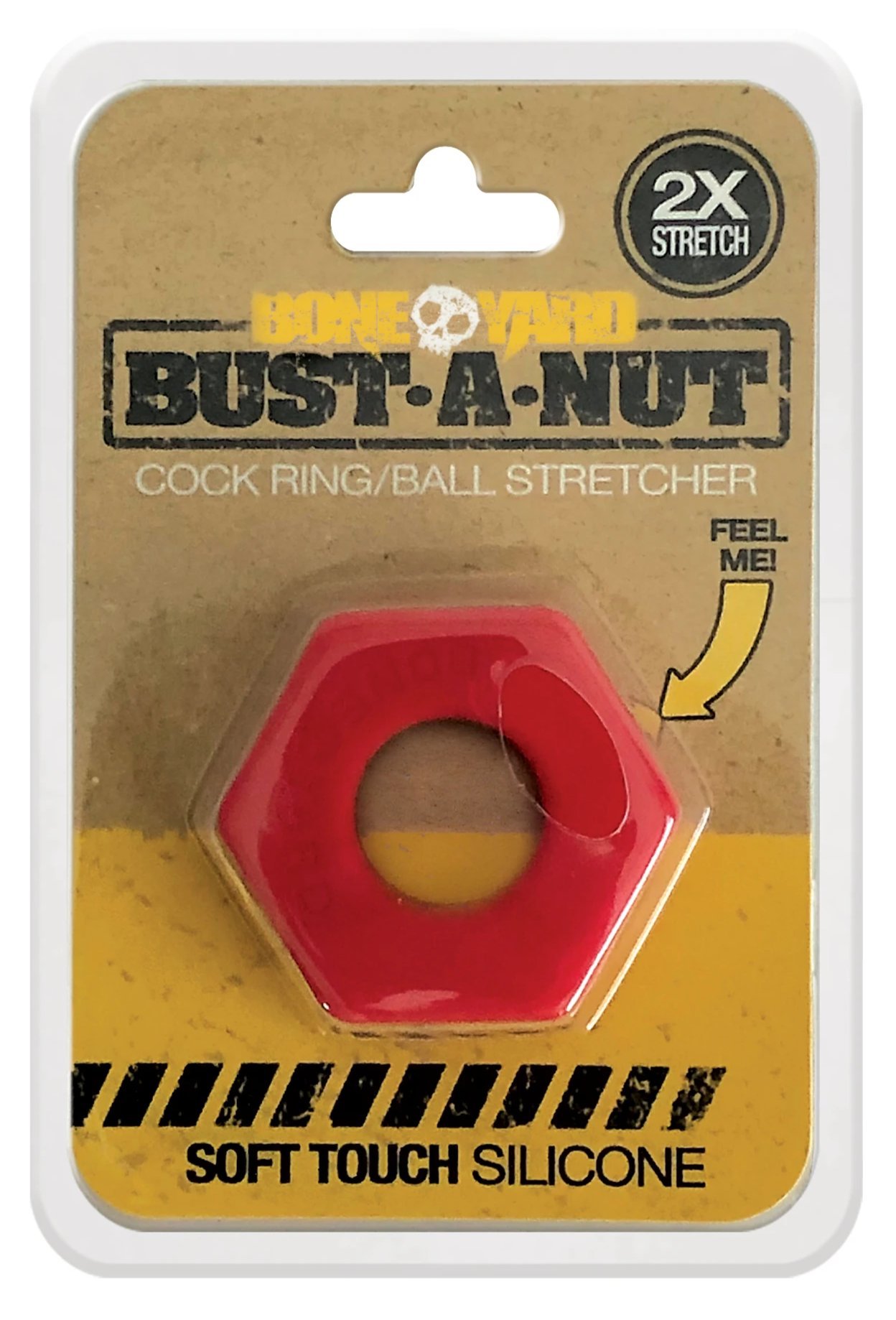 Boneyard Bust a Nut Red cock/ball ring made of soft touch silicone, featuring a sleek design and durable stretch for enhanced comfort and performance.