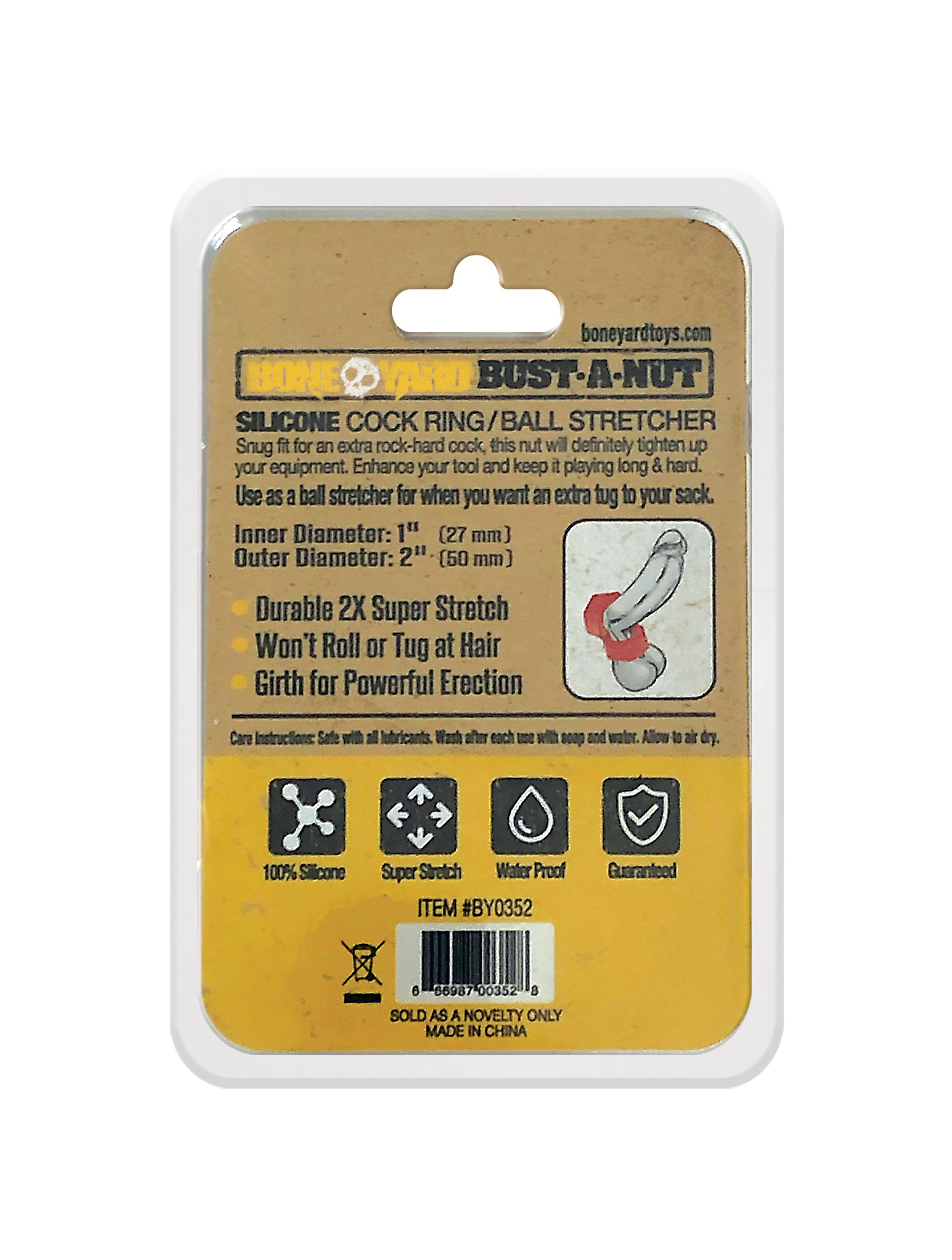 Boneyard Bust a Nut Red cock/ball ring made of soft touch silicone, featuring a sleek design and durable stretch for enhanced comfort and performance.