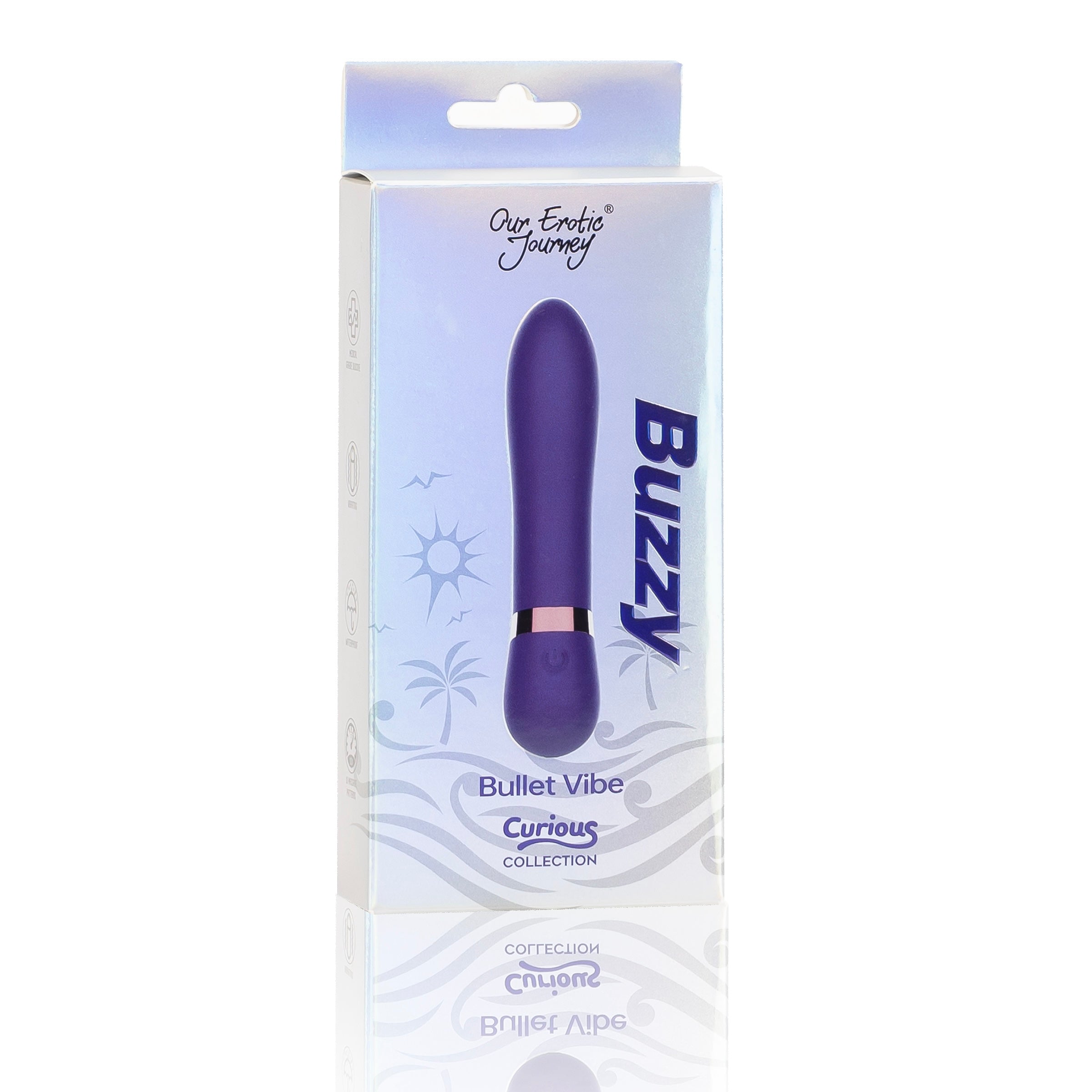 Buzzy Bullet Vibrator in sleek design, showcasing its compact size and smooth silicone finish, perfect for pleasure exploration.