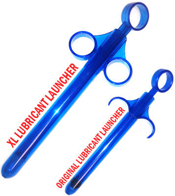 CleanStream XL Lubricant Launcher in blue, designed for easy one-handed use with a secure grip and spill-proof cap.