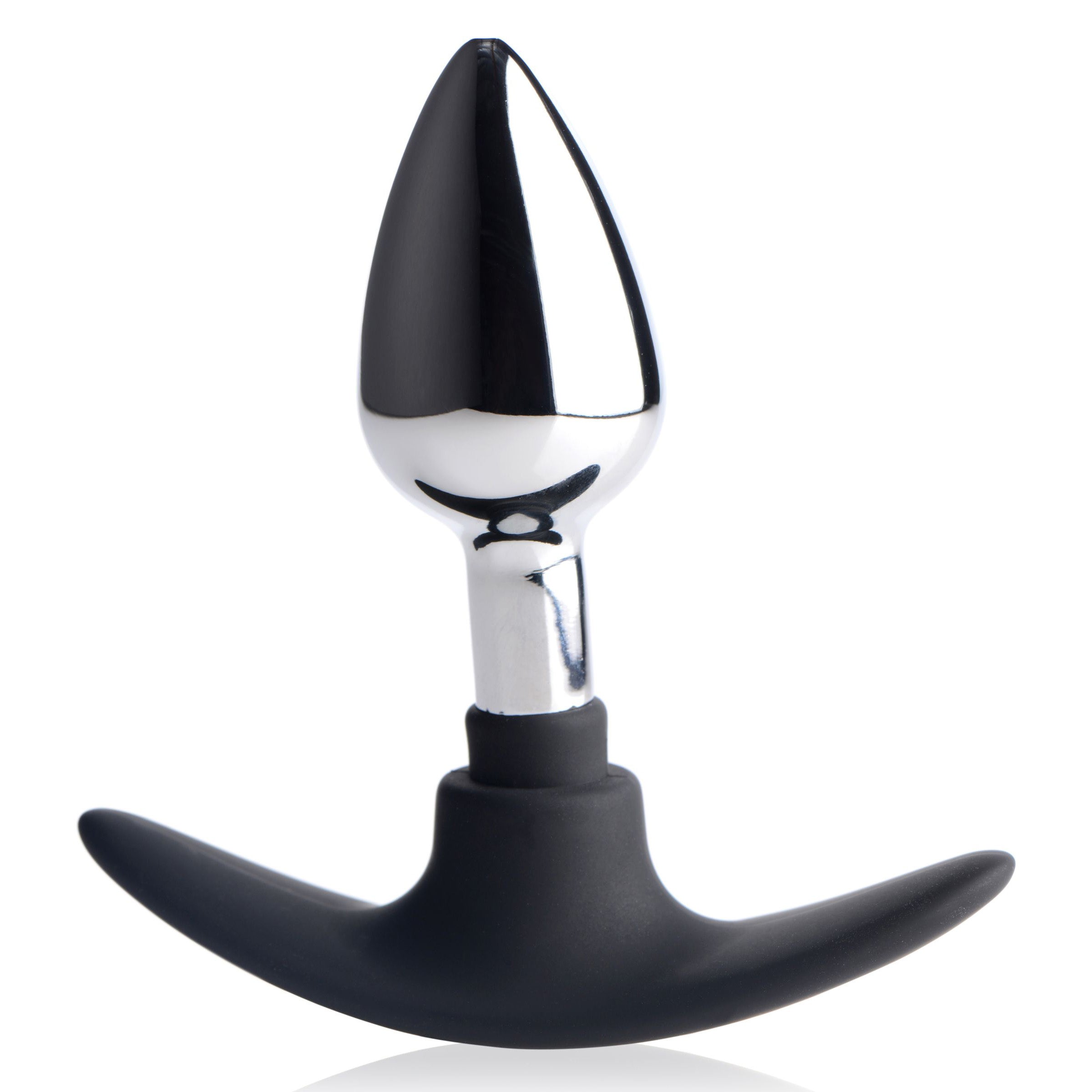Dark Invader Metal and Silicone Anal Plug - Small, featuring a sleek design with a nickel-free aluminum alloy body and a comfortable silicone base.