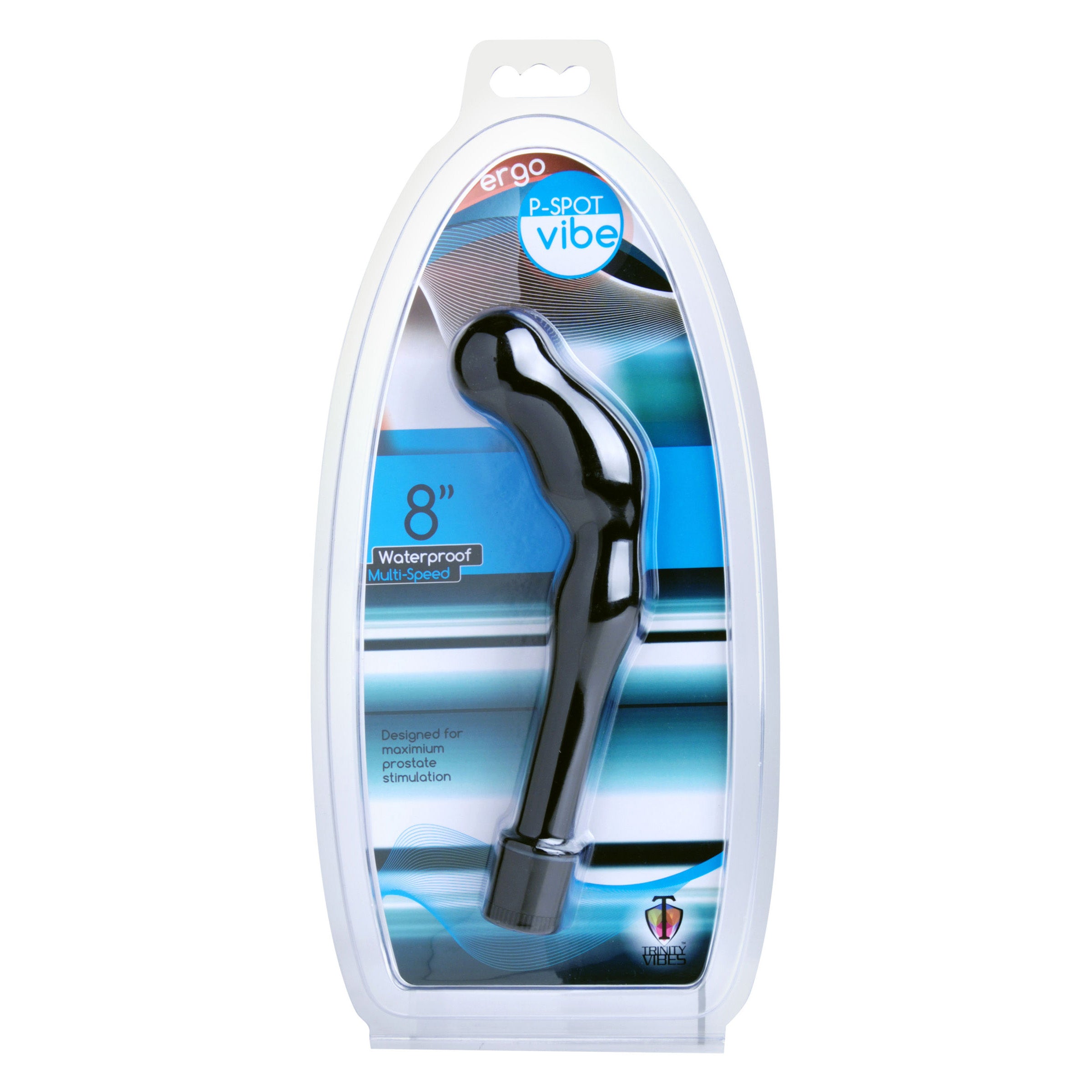 Ergo P-Spot Vibe in black, designed for prostate stimulation with a curved tip and smooth surface.