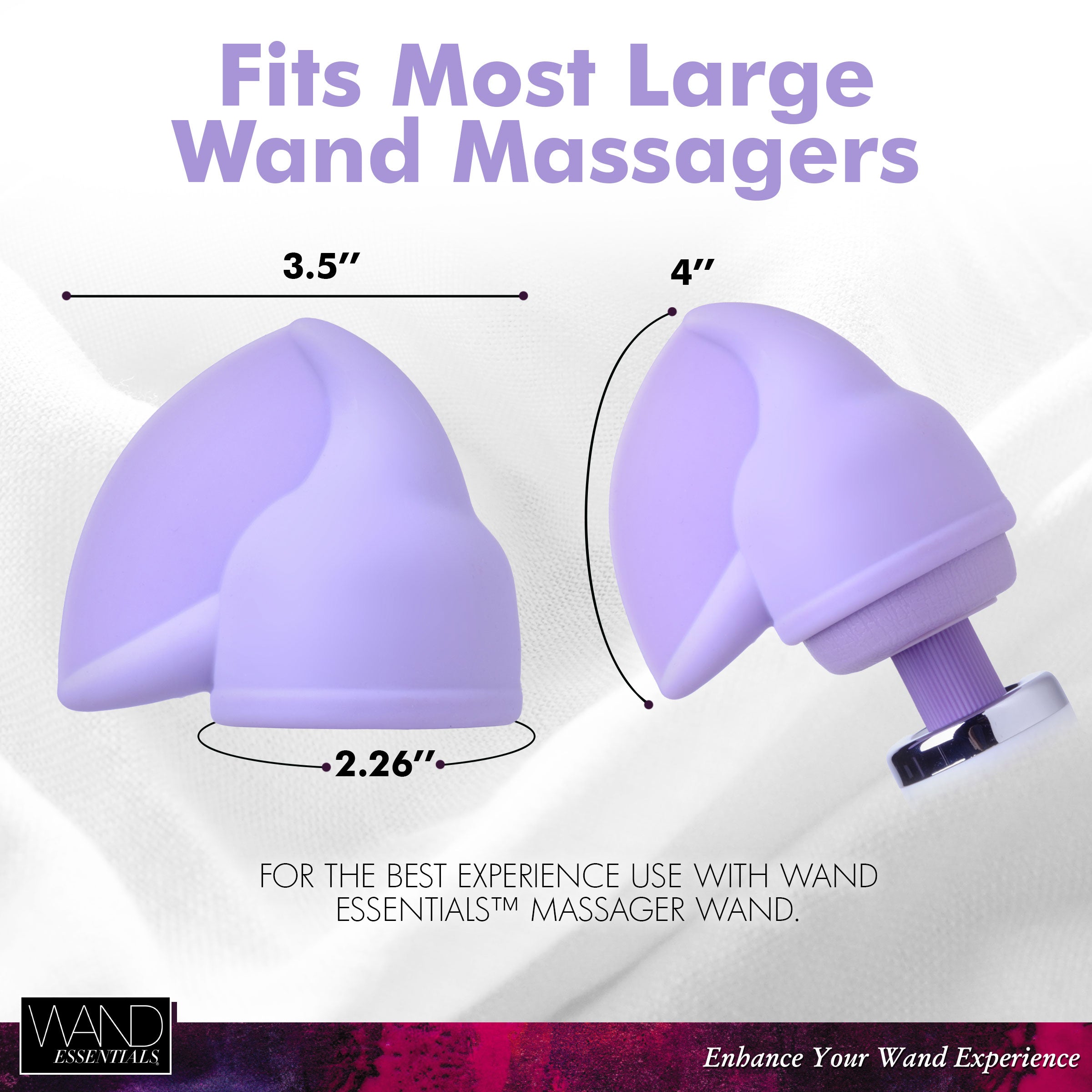 Purple wand massager attachment dimensions.