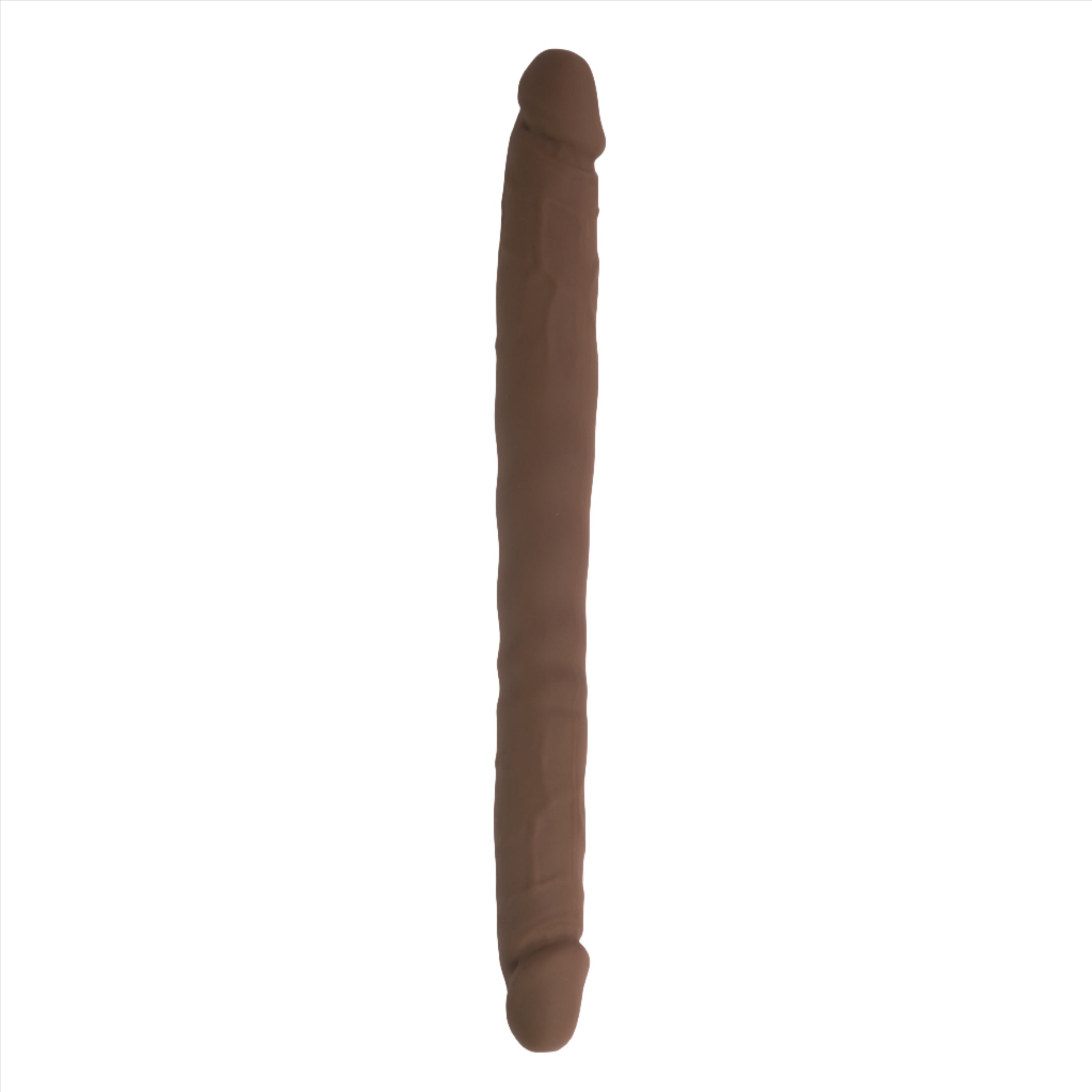 Give & Take 16" double-ended silicone dildo with realistic veiny texture, designed for versatile pleasure and safe use.