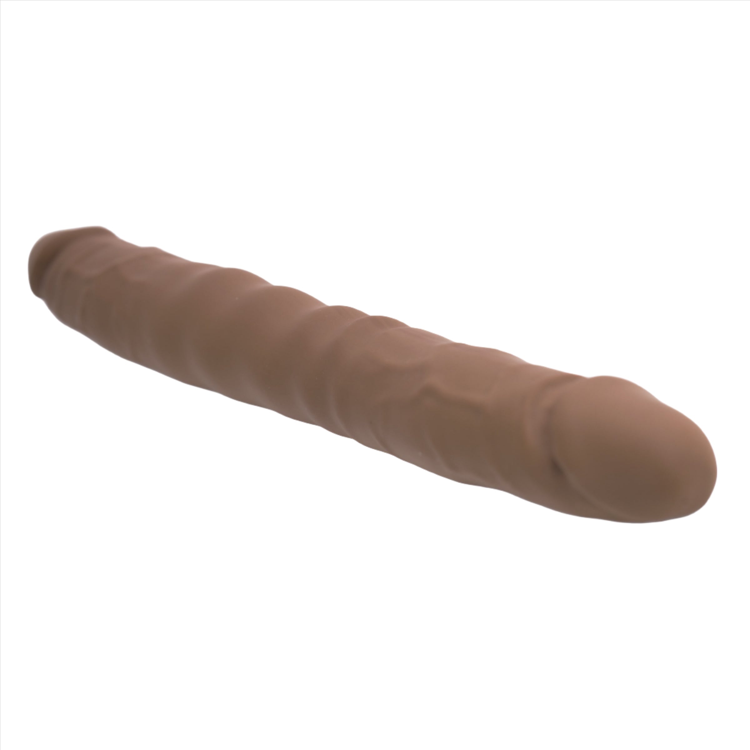 Give & Take 16" double-ended silicone dildo with realistic veiny texture, designed for versatile pleasure and safe use.