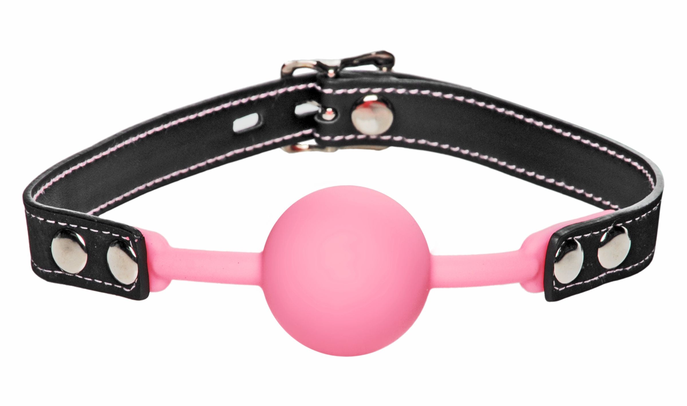 Glow Gag Glow in the Dark Silicone Ball Gag in pink, featuring a locking mechanism and adjustable straps for comfort.