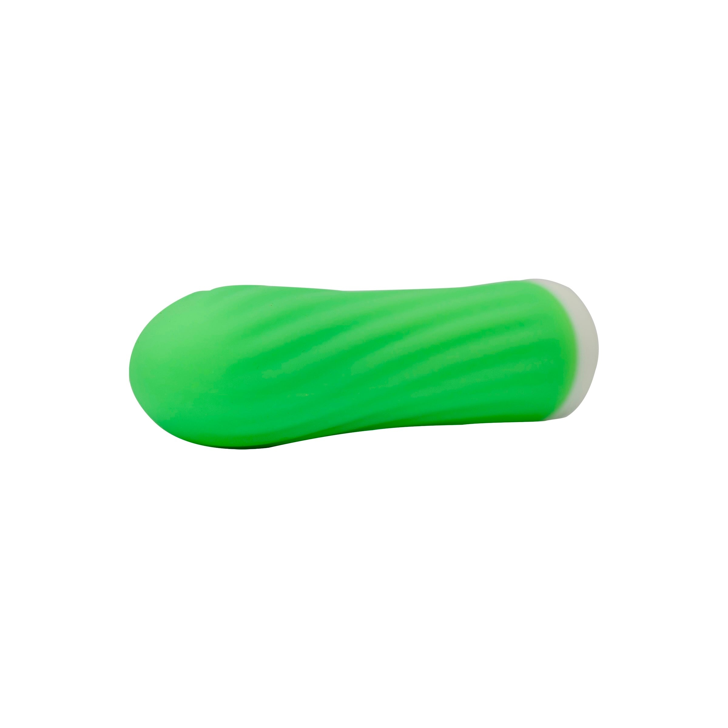 Go Glow Bullet Vibrator with a playful green glow, showcasing its sleek design and compact size.