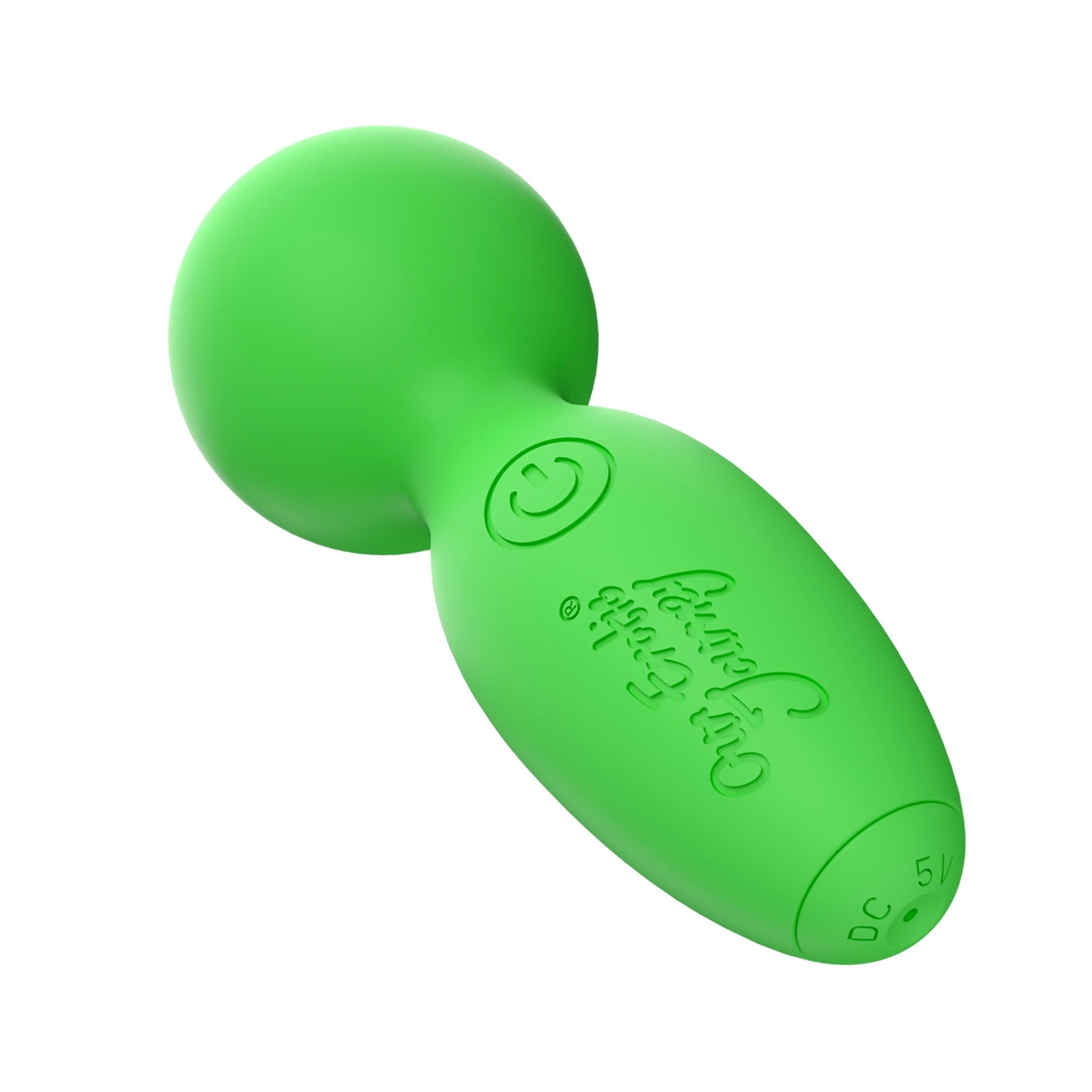 Go Glow Mini Wand in glow green silicone, compact and discreet design, perfect for pleasure and relaxation.