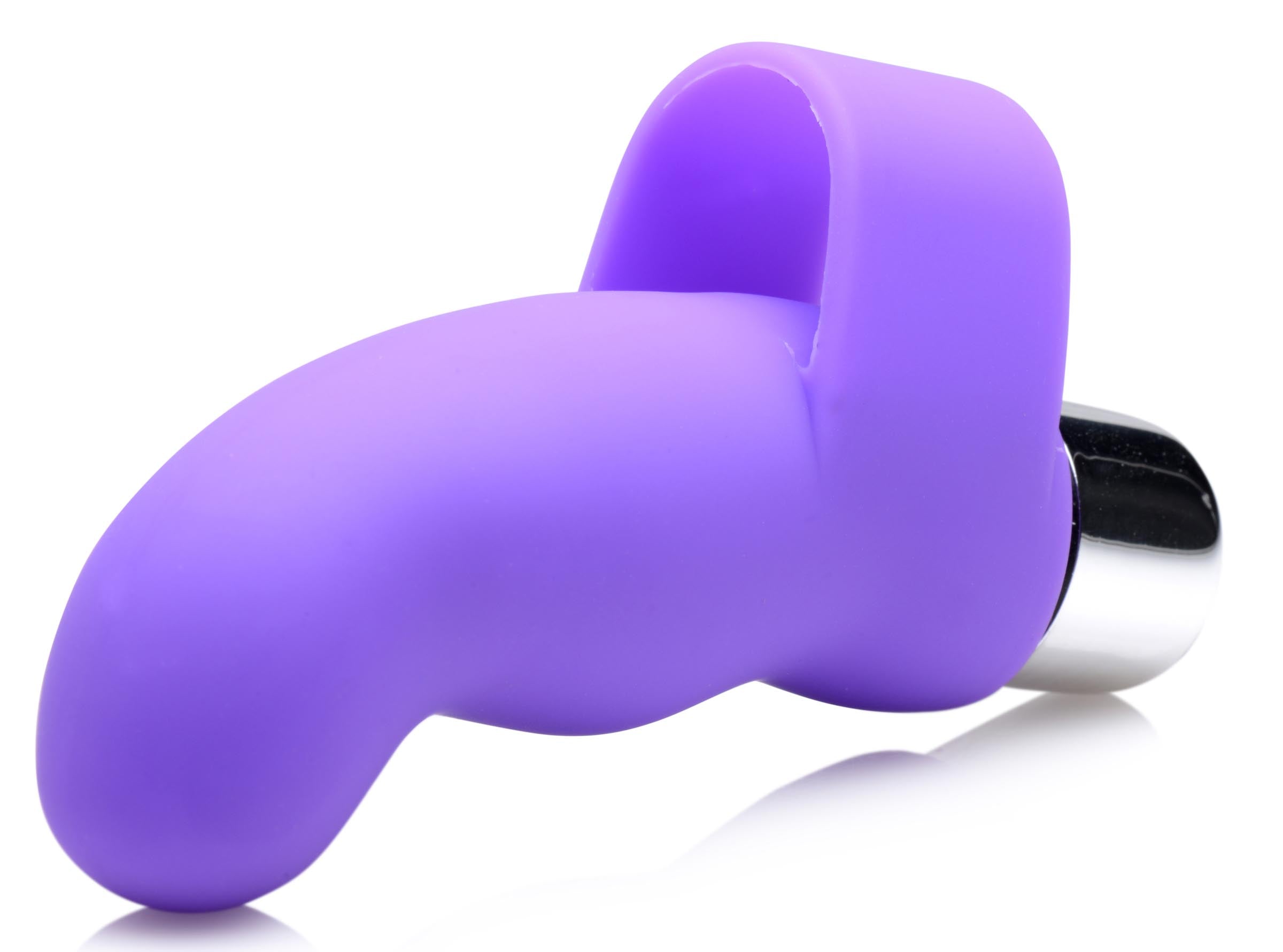 G-Thrill Silicone Finger Vibe in purple, featuring a sleek design and ribbed texture for G-spot stimulation.