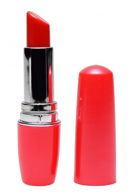 Discreet lipstick vibrator designed for pleasure, mimicking a traditional lipstick tube.