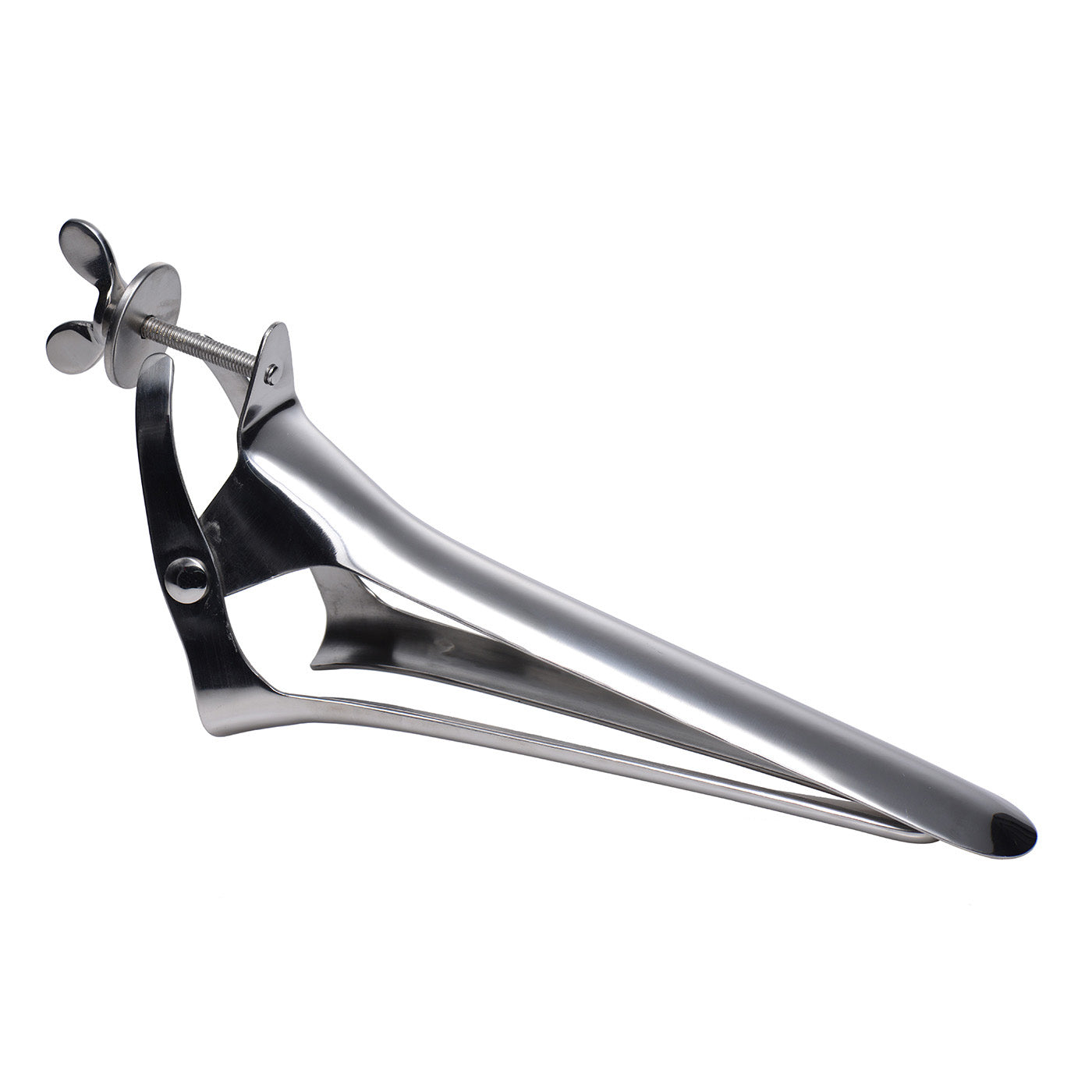 Huge Equine Vaginal Speculum made of stainless steel, designed for large animal examinations, featuring a hand screw for easy operation.
