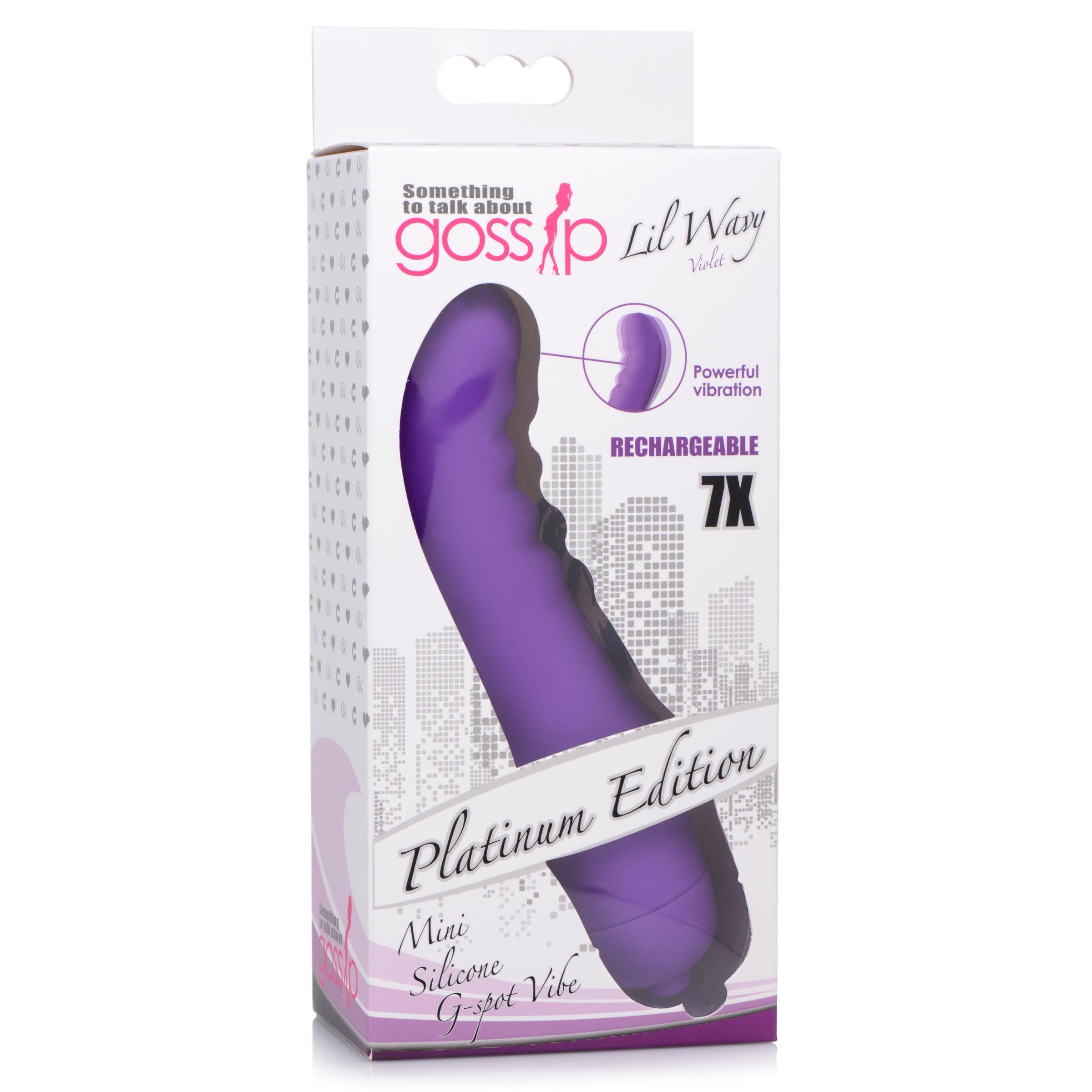 Lil Wavy 7X Mini Silicone G-Spot Vibe in violet, showcasing its curved shaft and sleek design.