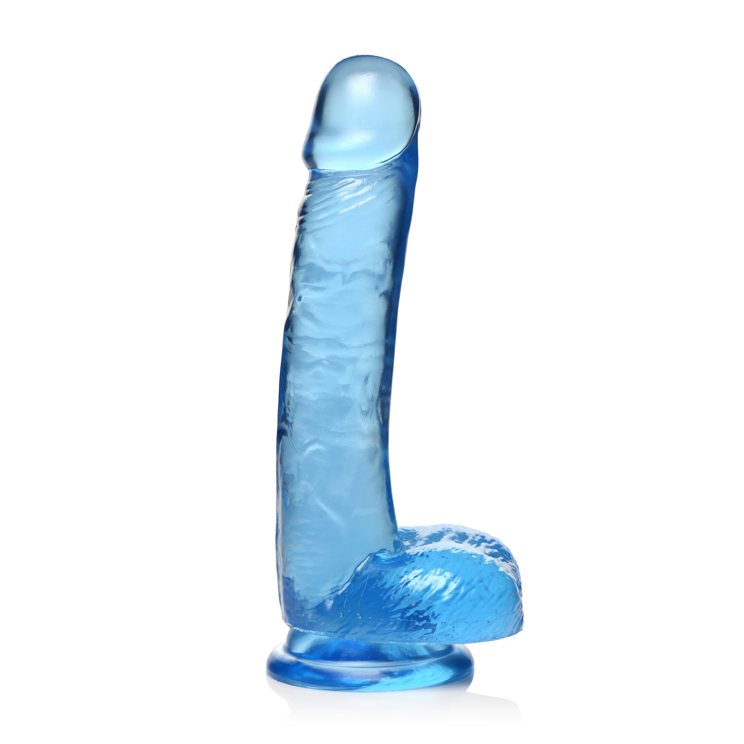 Lollicock 7 Inch Slim Stick with Balls in Berry Ice color, showcasing its realistic details and sturdy suction cup base.