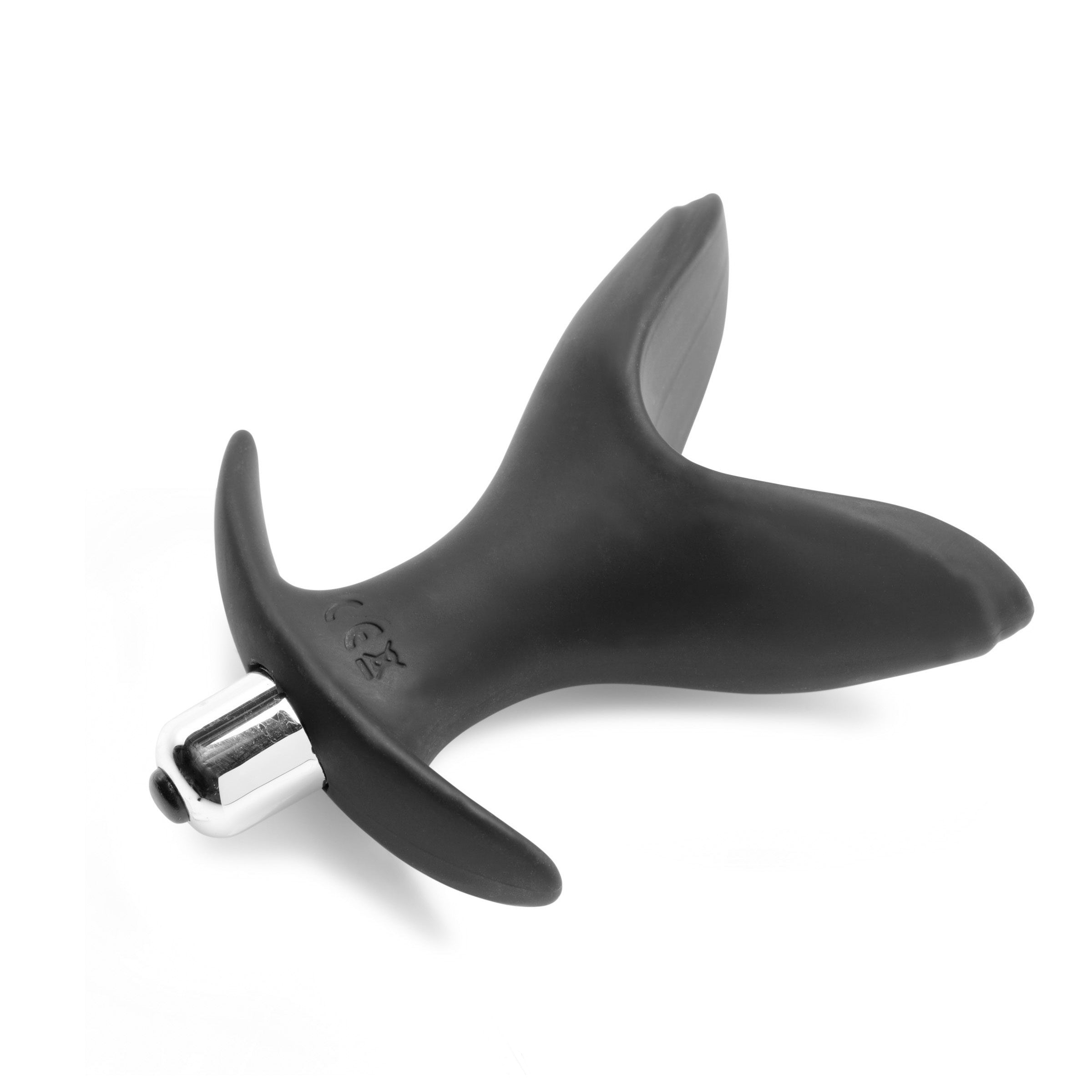 Mini Ass Anchor 2.0 vibrating silicone anal plug in black, showcasing its flared shape and smooth texture.