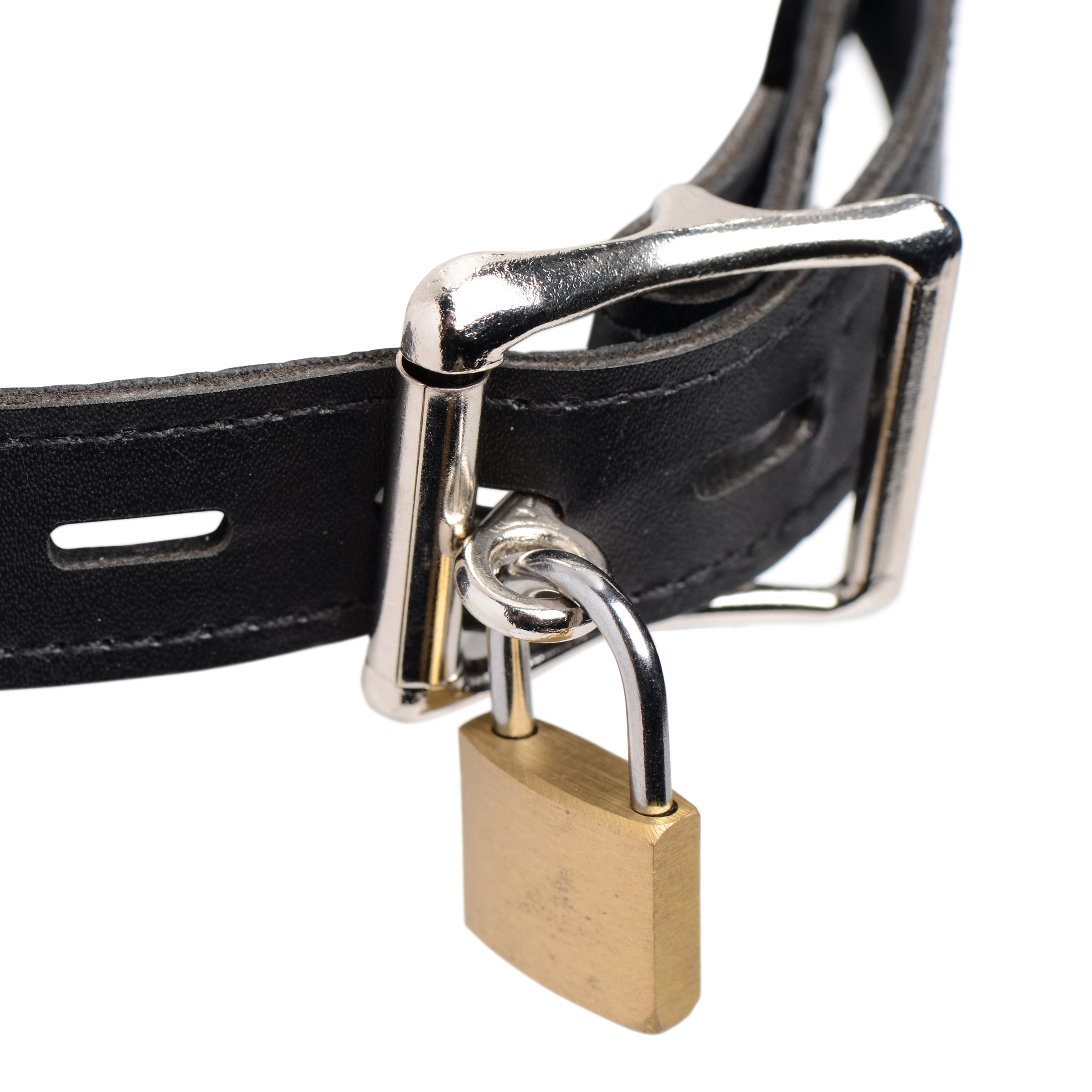 Musk Athletic Cup Muzzle featuring a silicone-lined athletic cup with adjustable straps, designed for sensory and humiliation play.