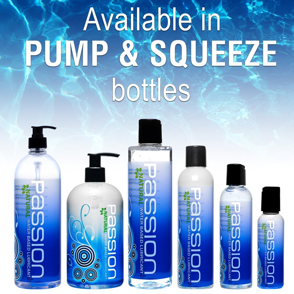 Passion Lubricants Water-Based 10oz bottle with clear lubricant, designed for enhanced pleasure and easy use.