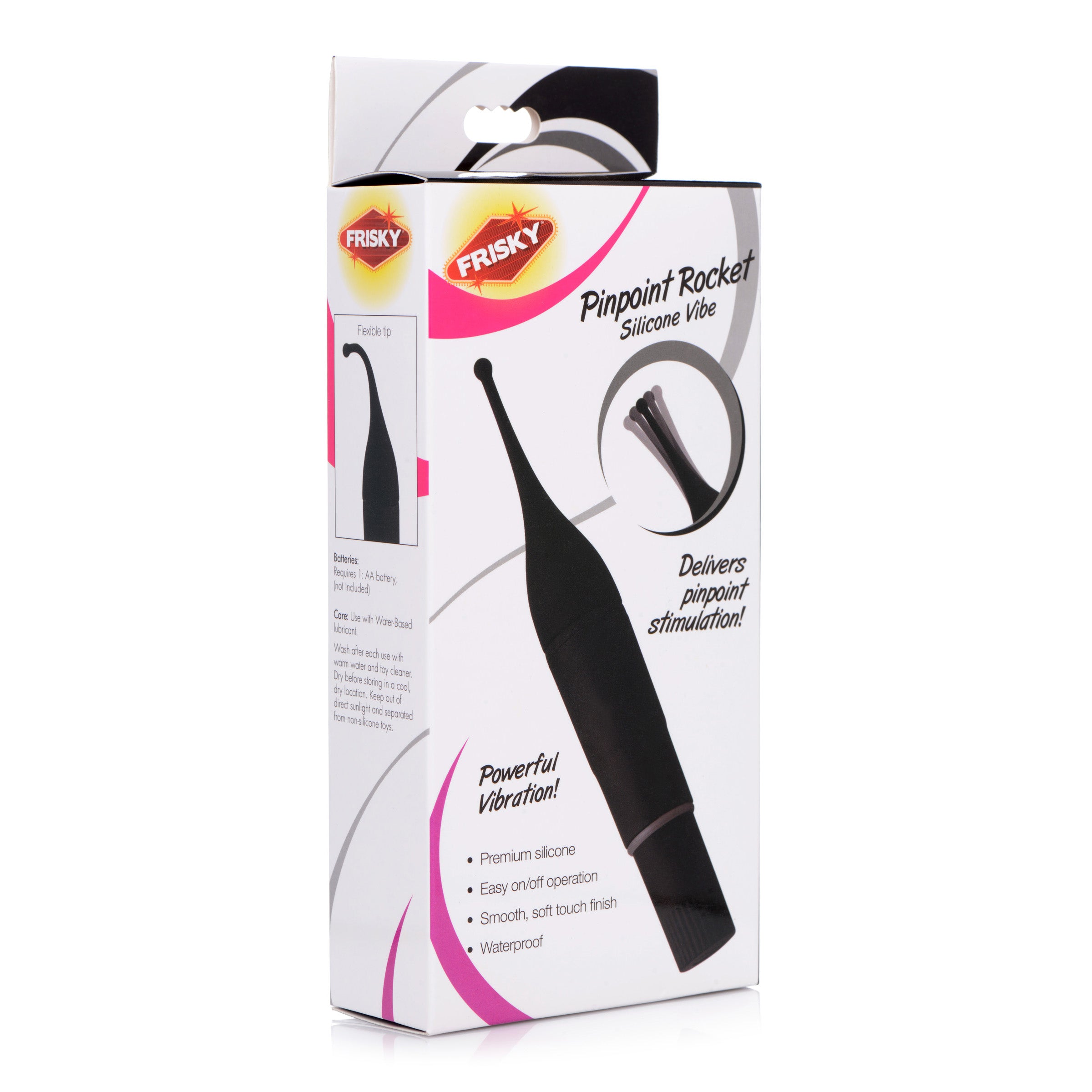 Pinpoint Silicone Vibrating Stimulator showcasing its flexible design and thin balled tip for targeted stimulation.