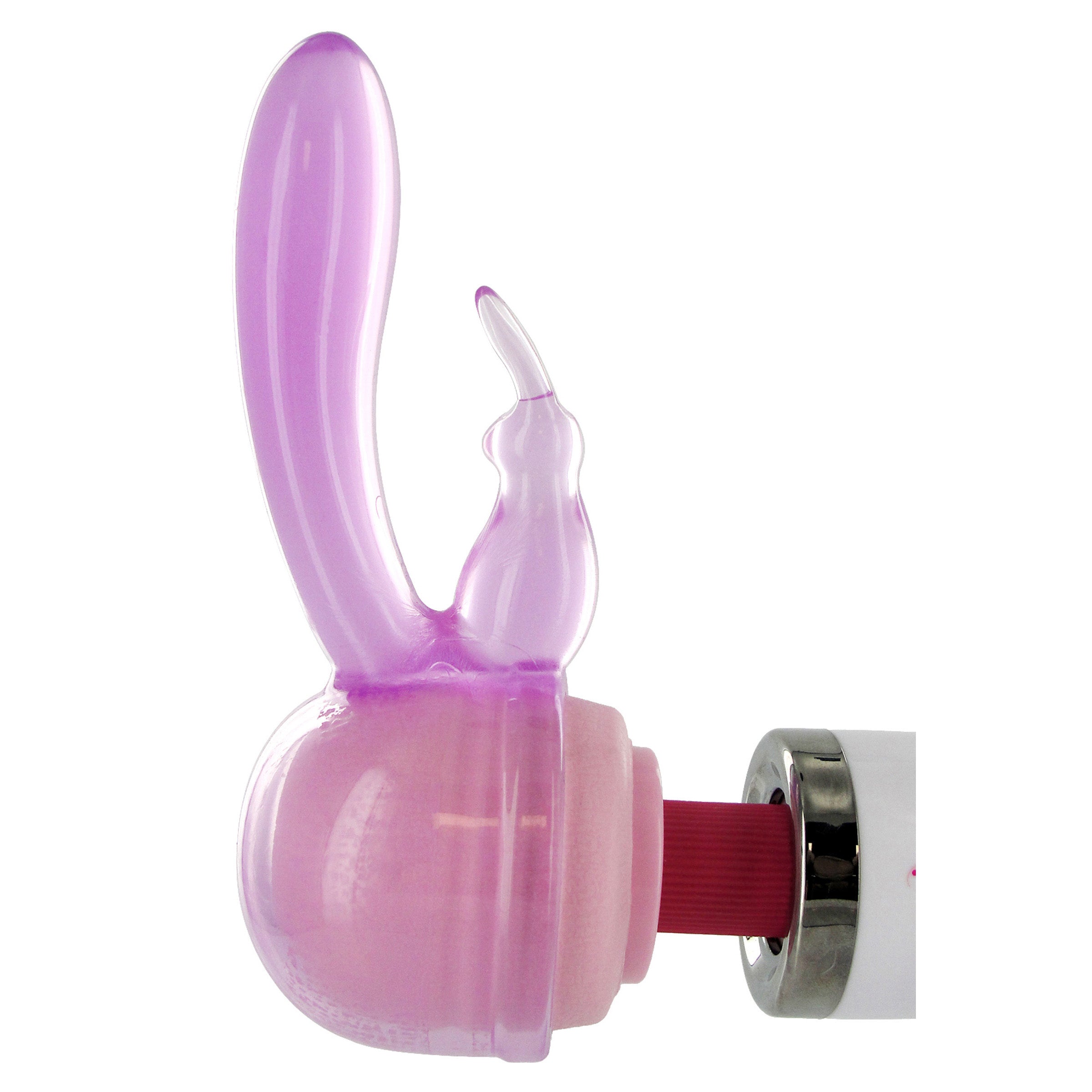 Rabbit Tip Wand Attachment in purple, designed for enhanced pleasure with flexible ears and a smooth insertable shaft.