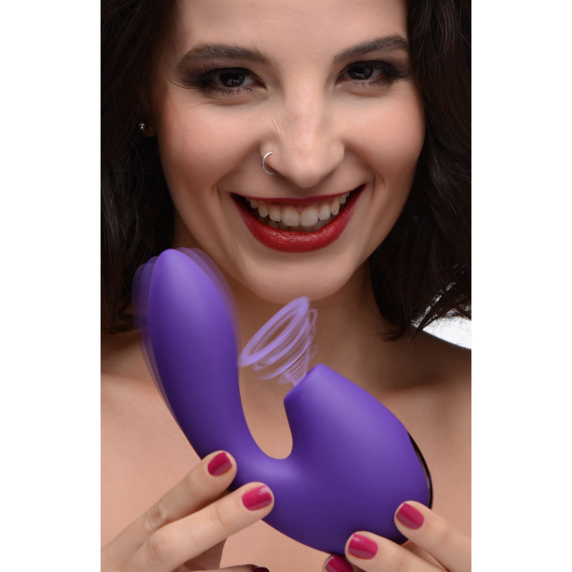 Shegasm Elevate G-Spot Vibrator in purple, showcasing its ergonomic design and dual stimulation features.