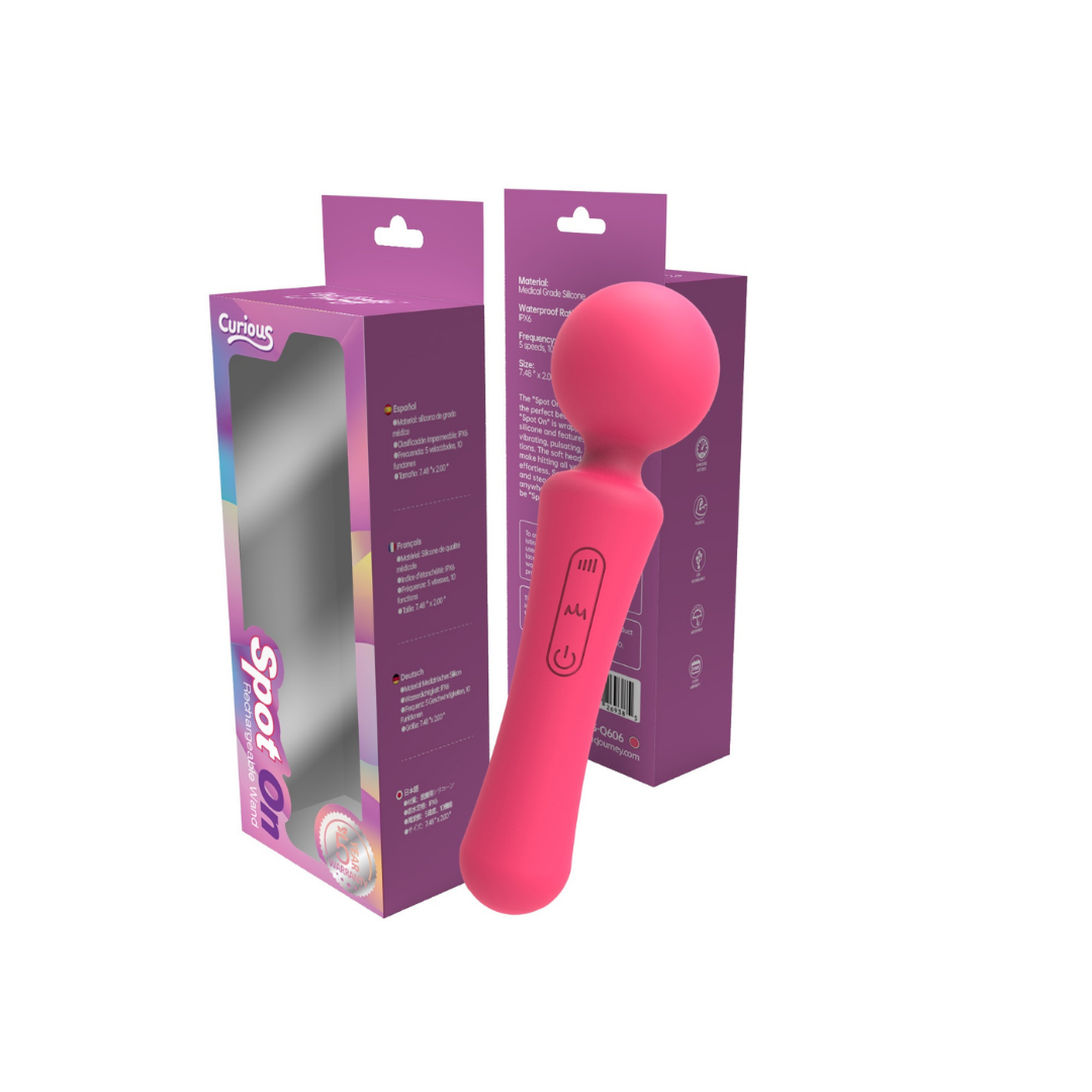 Spot On Rechargeable Wand in soft silicone with flexible neck and ergonomic design, showcasing its sleek and stylish appearance.