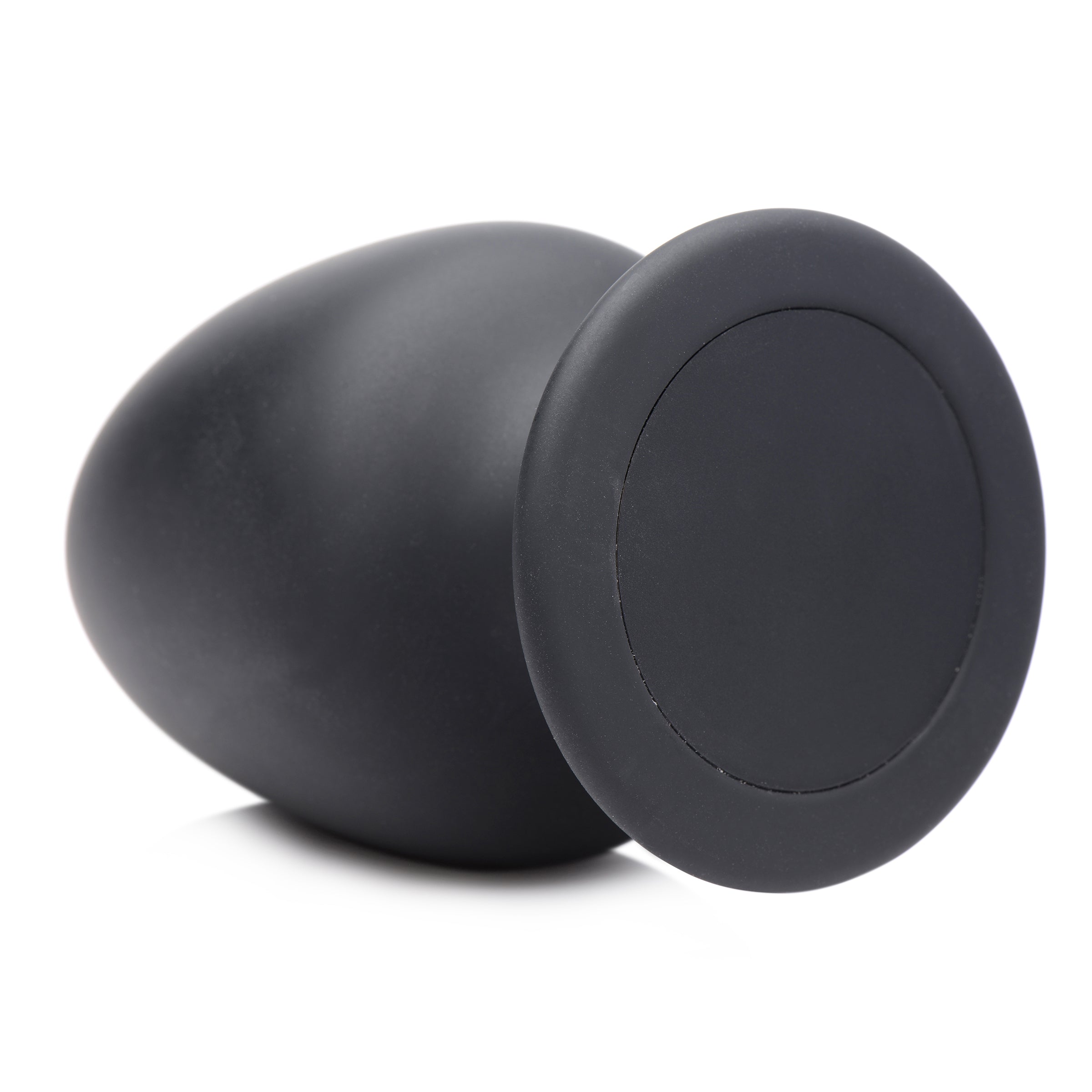 Squeeze-It Silicone Anal Plug - Large, featuring a flexible design and classic spade shape in sleek black color.