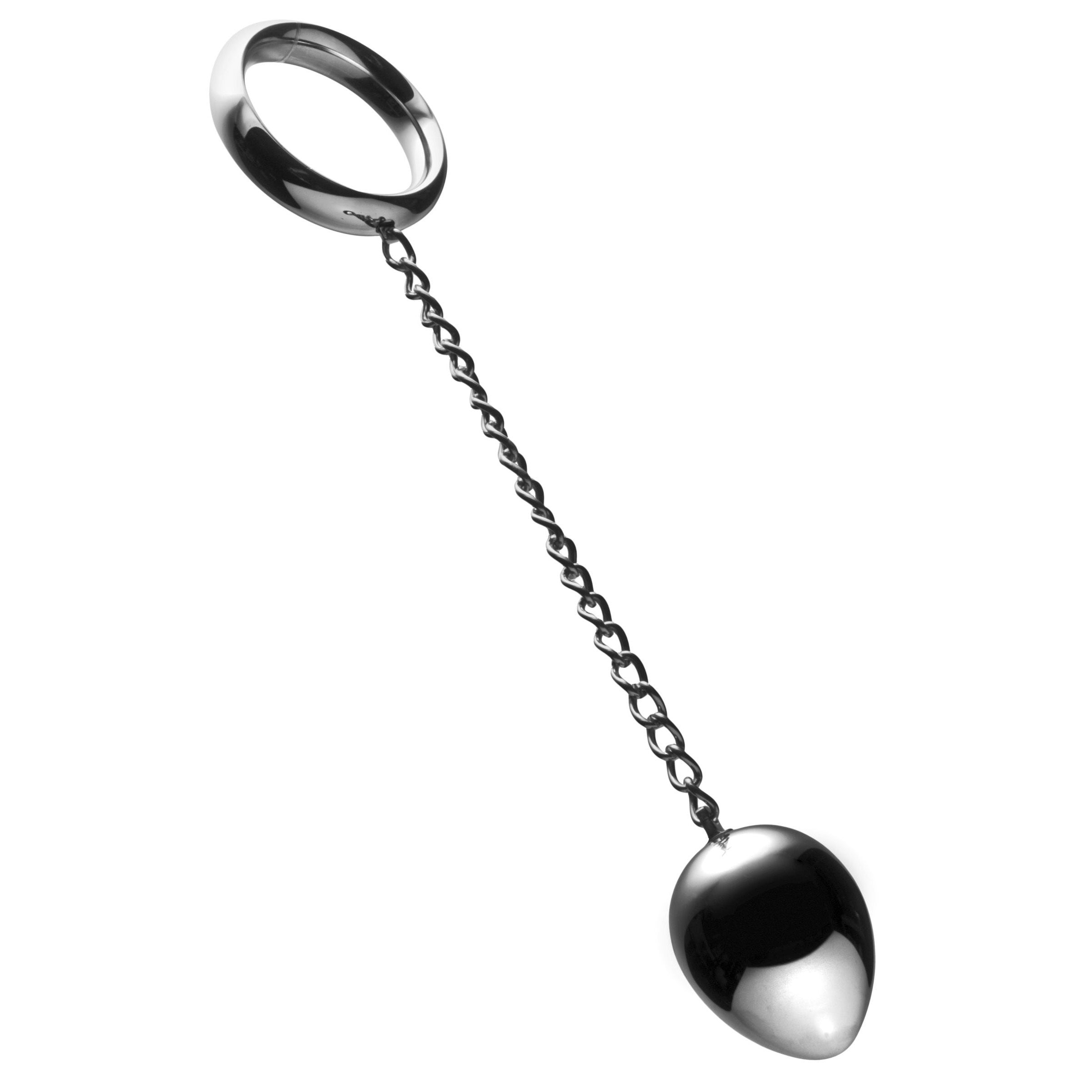 Stainless Steel Cock Ring and Anal Plug set showcasing dual stimulation design with a sleek silver finish.