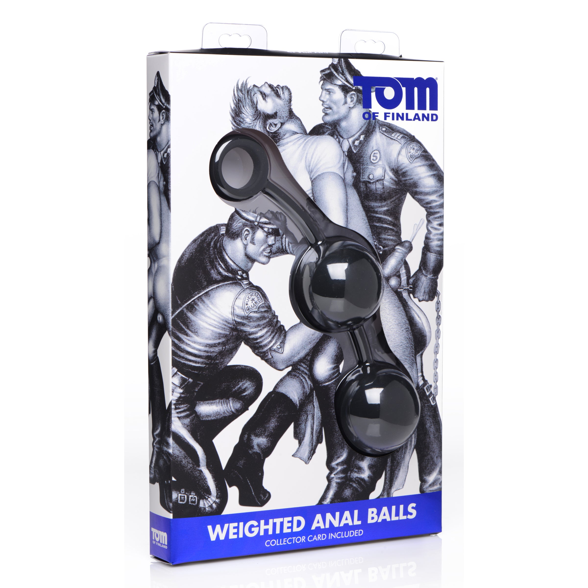 Tom of Finland Weighted Anal Balls with silicone skin and retrieval cord, designed for anal play.
