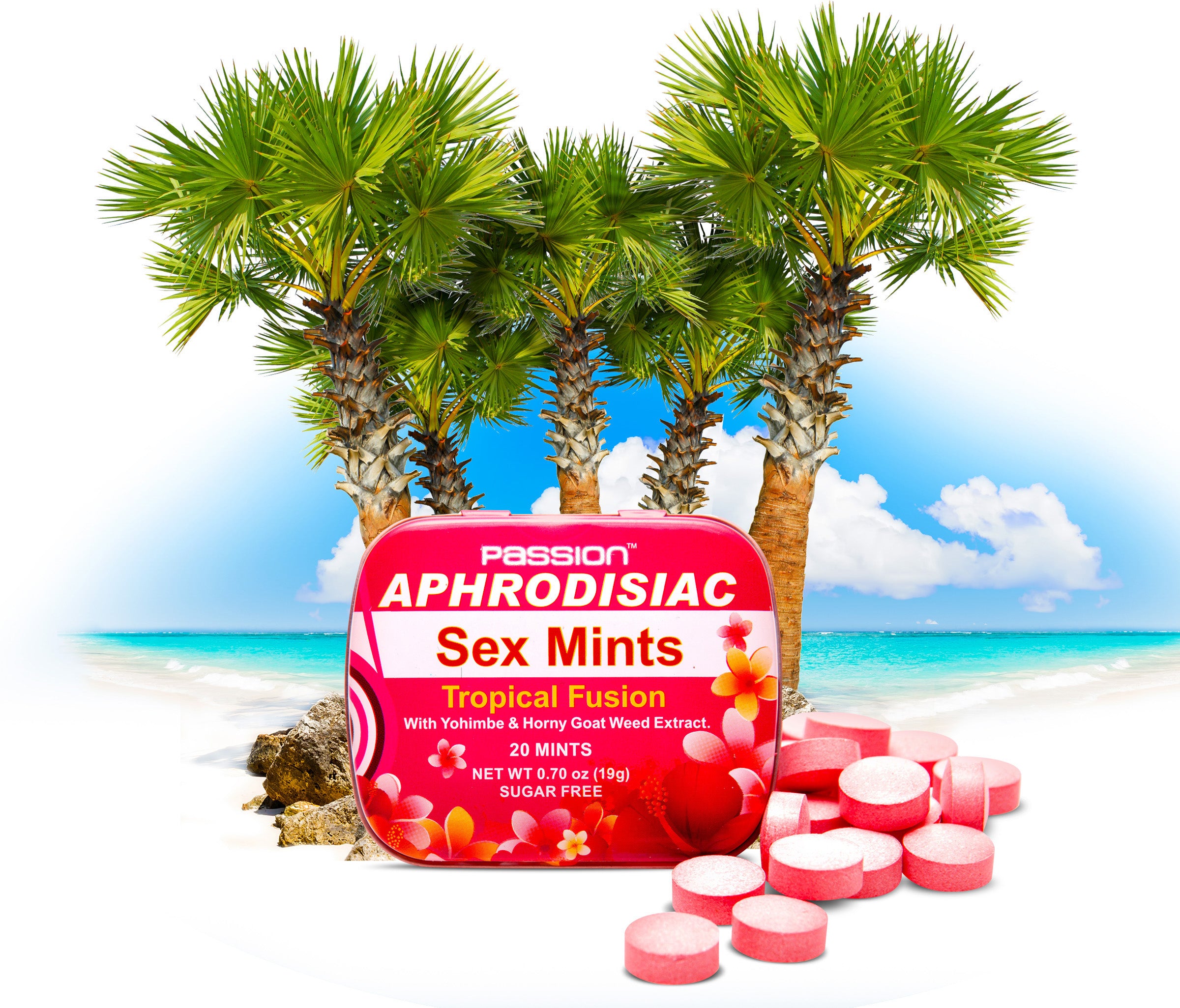 Aphrodisiac mints on tropical beach.
