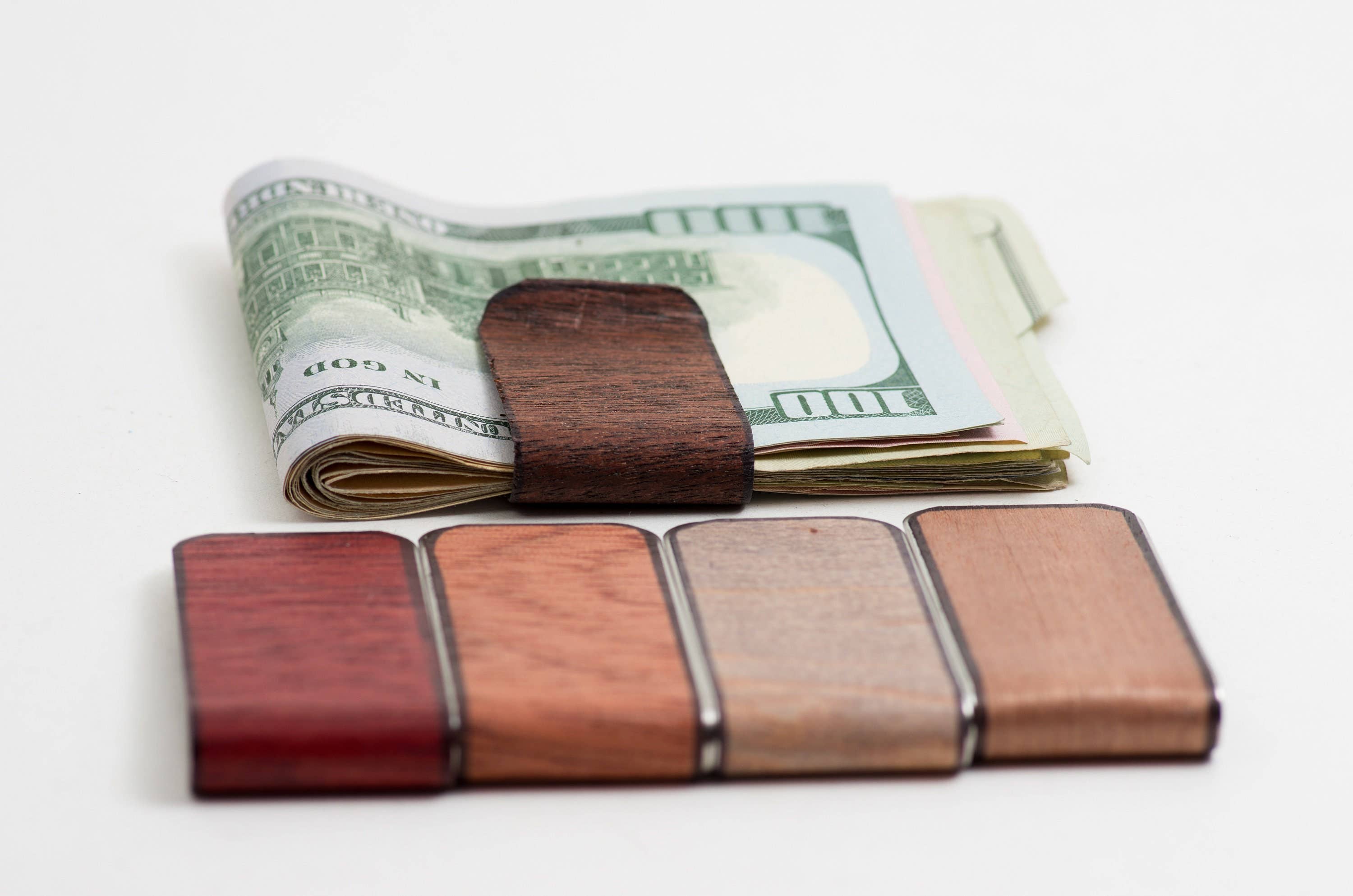 Main Wood Wallet : Wood Money Clip, Customized, Minimal Gift image