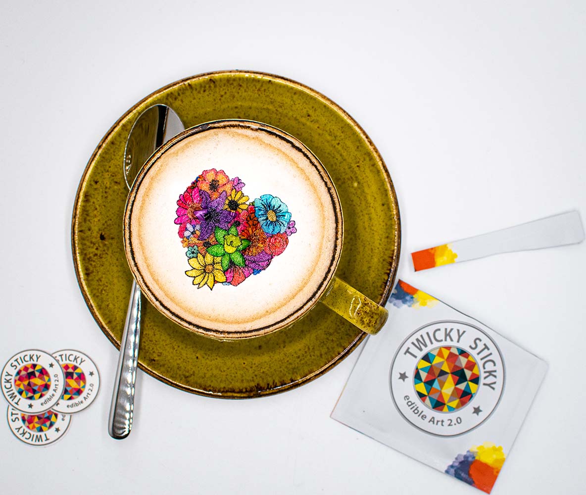 Blumenherz mit Twicky Sticky, verpackt in einer eleganten Faltschachtel, ideal für B2B-Kunden.