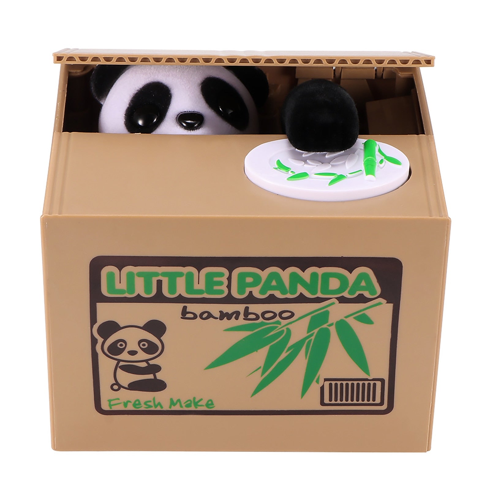 A cute Cat Panda Piggy Bank Coin Electronic Money Saving Box featuring a mechanical kitten that playfully catches coins.