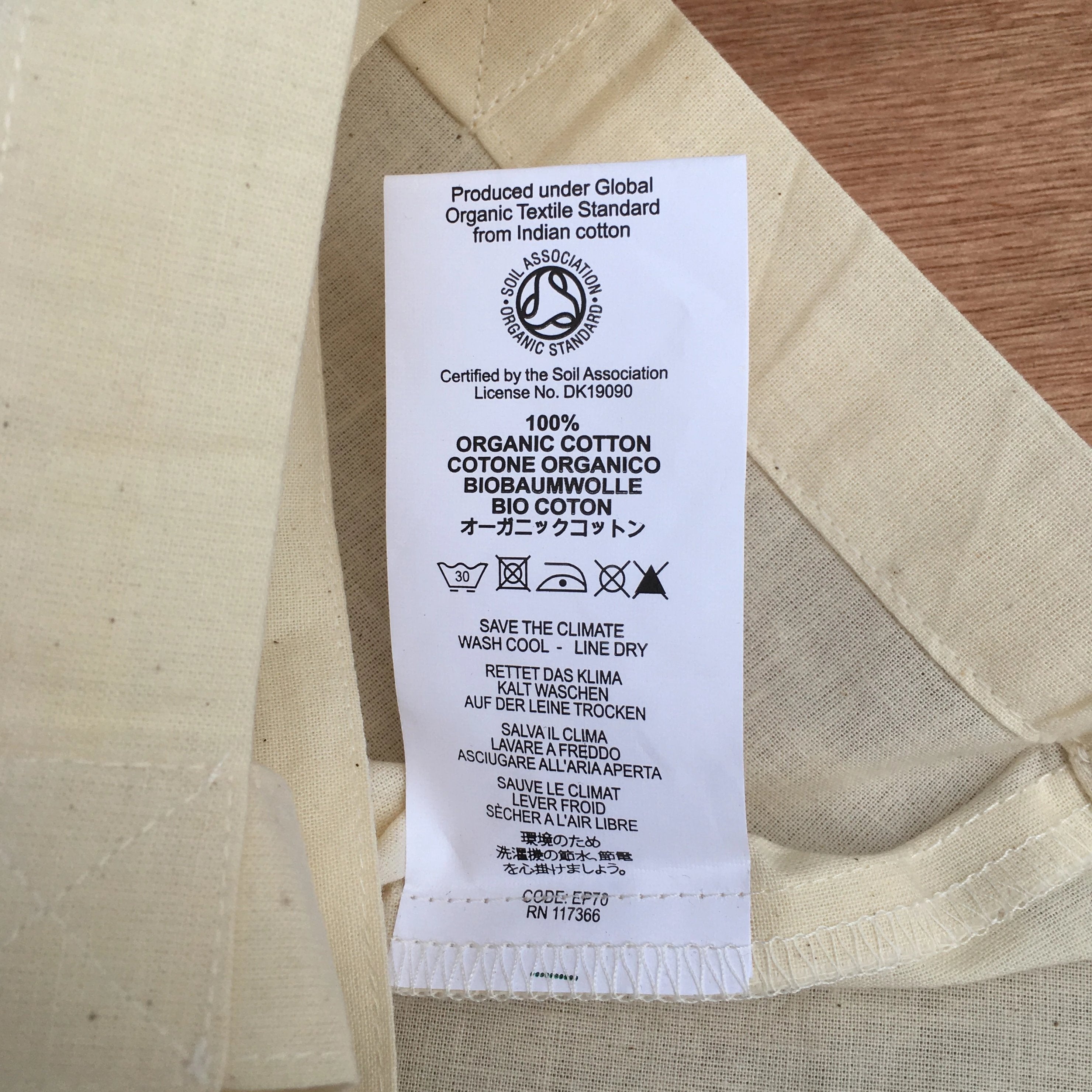 Crap Ice-cream Bar Bag made from organic cotton, featuring a hand-printed design in black ink on both sides, perfect for carrying various items.