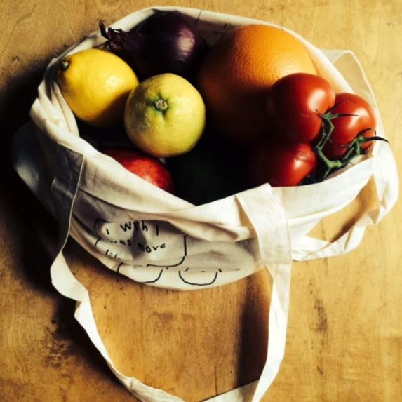 Crap Ice-cream Bar Bag made from organic cotton, featuring a hand-printed design in black ink on both sides, perfect for carrying various items.