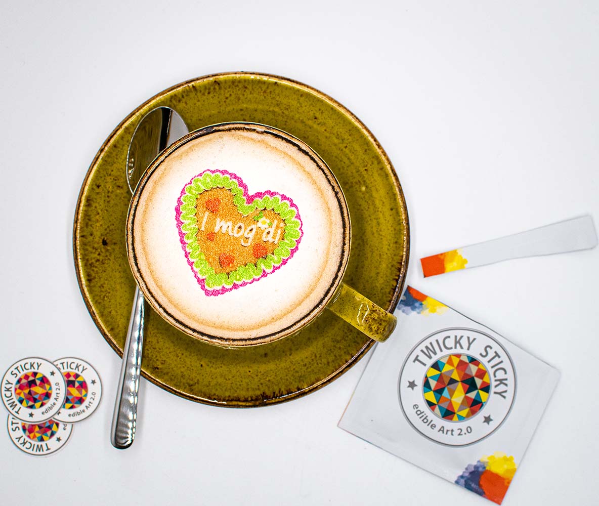 I mog di Twicky Sticky packaging featuring 10 pieces, showcasing Bourbon vanilla flavor and compact dimensions.