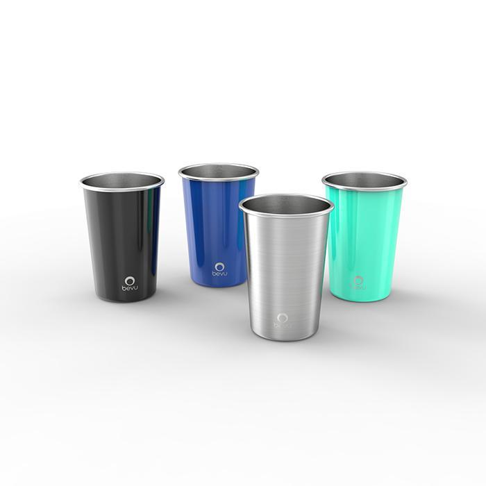 Bevu® FIESTA Steel Cup in black color, 470ml capacity, showcasing its sleek design and durable stainless steel construction.