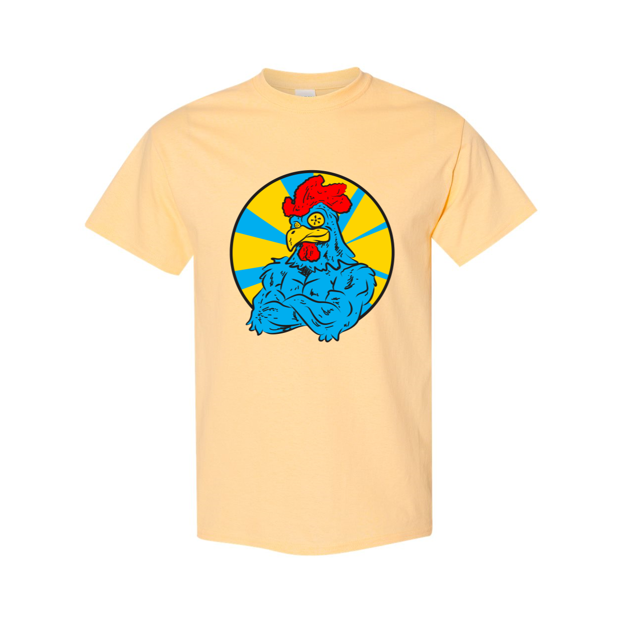 Big Cock Heavy Cotton Men's T-Shirt in various colors, showcasing its soft fabric and durable stitching.