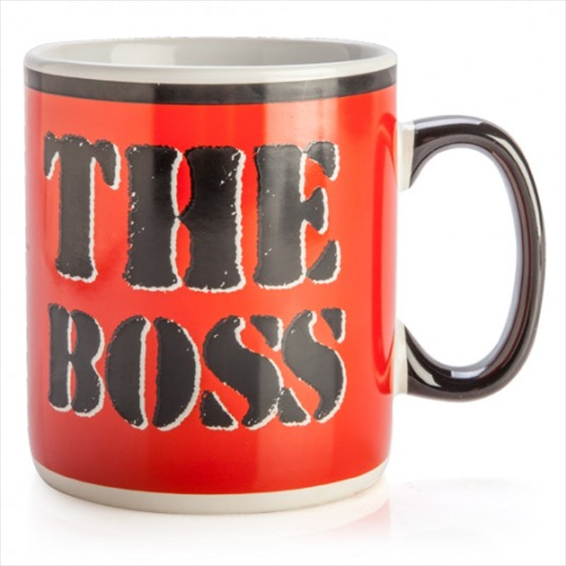 A large ceramic mug designed for bosses, featuring an eye printed on the base and a capacity of 900ml.