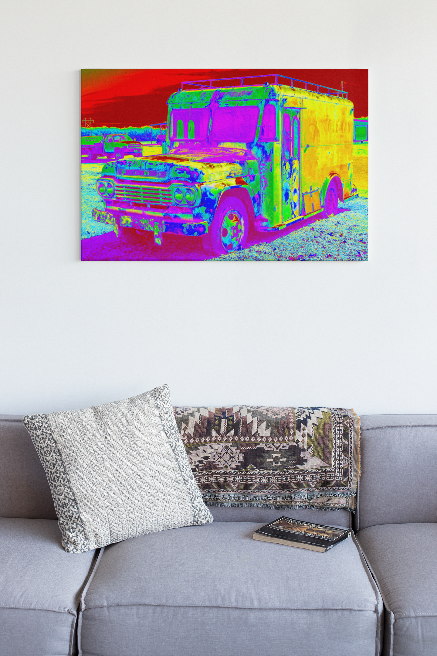 Coleman's Milk Truck #14 Modern Pop Art Canvas Print on cream-colored paper, showcasing vibrant colors and modern design.