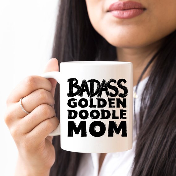 Funny Goldendoodle Mug featuring a vibrant design for proud Goldendoodle moms, crafted from high-grade ceramic.