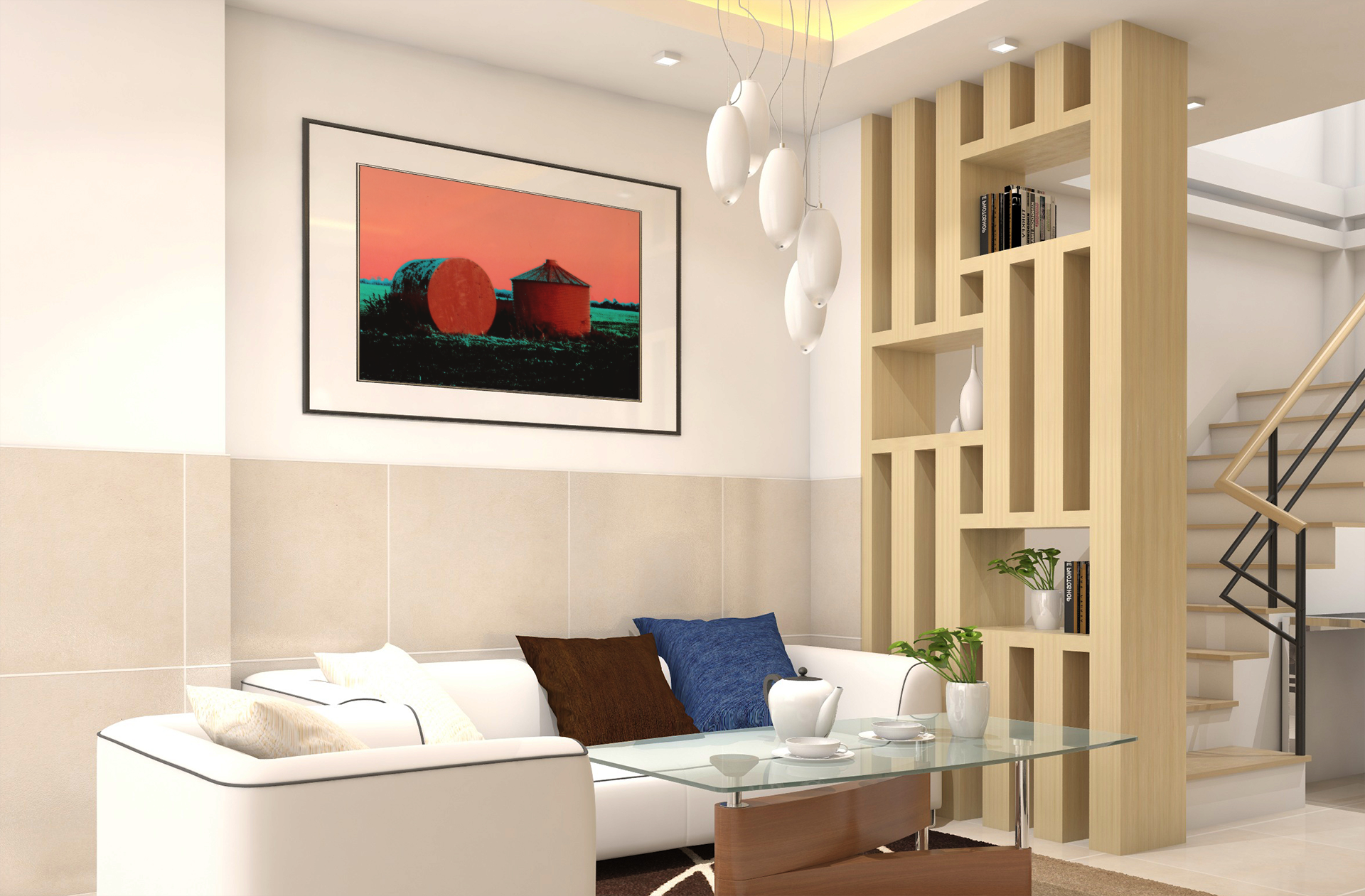 Grain Silos Modern Pop Art Canvas Print showcasing vibrant colors and artistic design, mounted on sturdy stretcher bars.